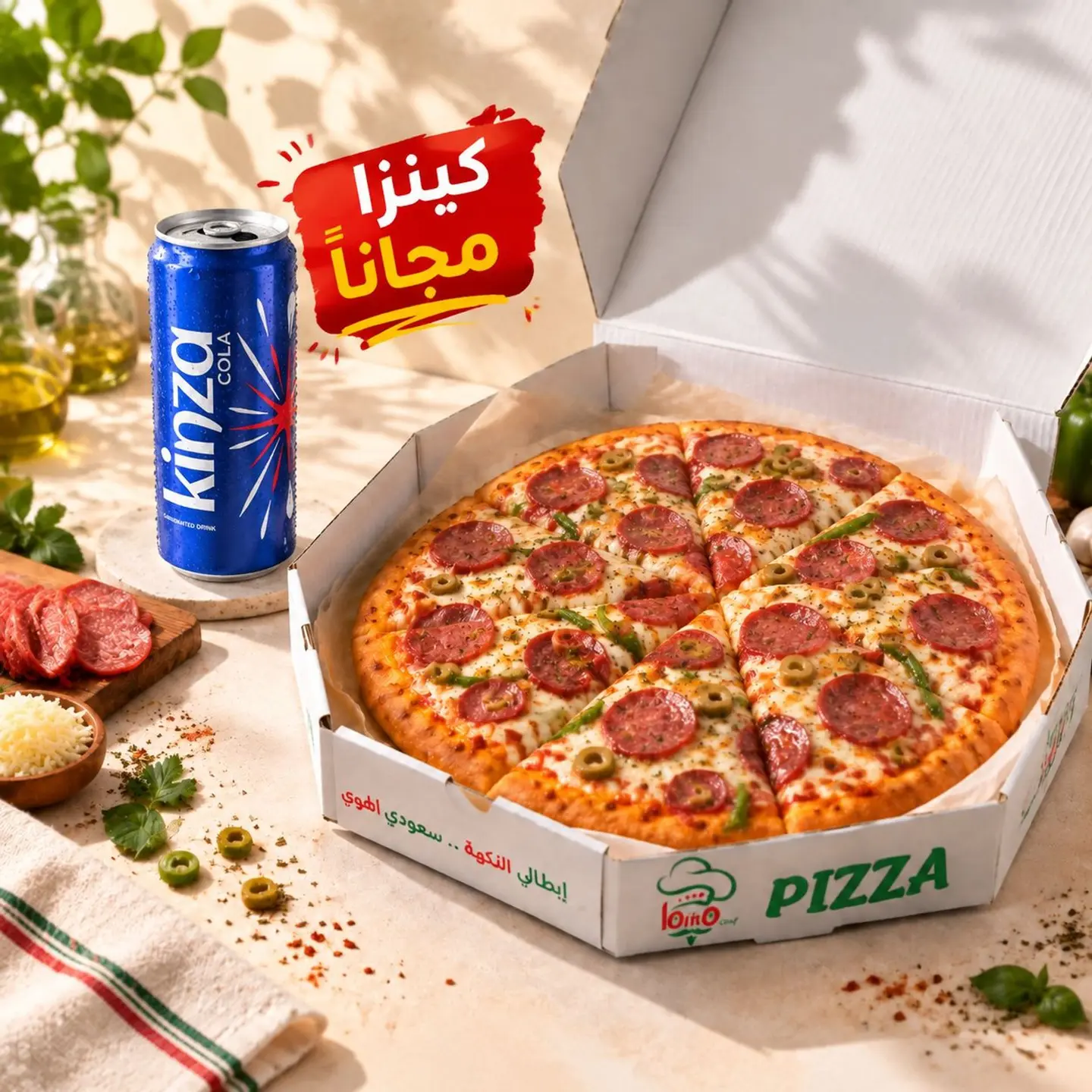 Pepperoni Pizza With A Free Kinza