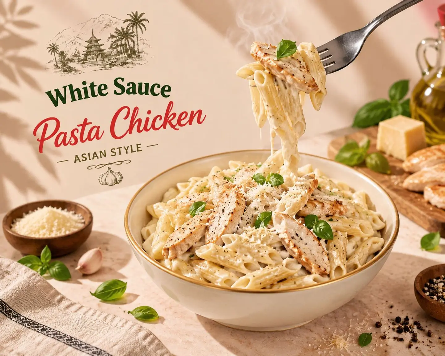 White Sauce Pasta With Chicken