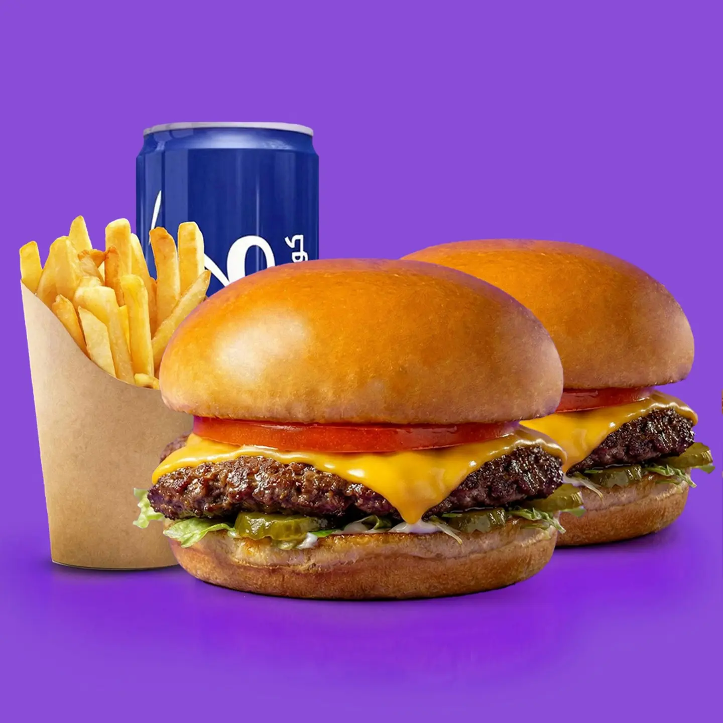 Meal 2 Classic Beef Burgers With Fries And Kinza