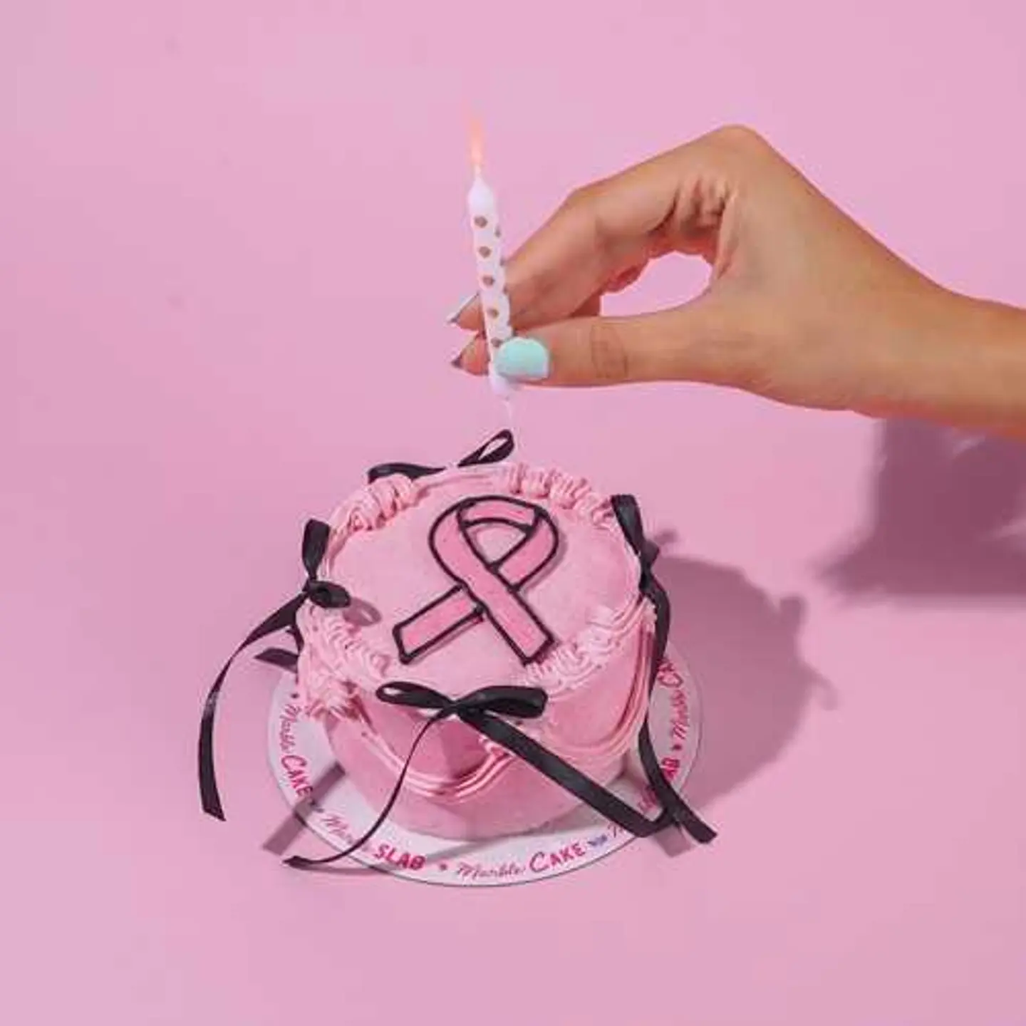 Pink Ribbon Cute Cake Logo