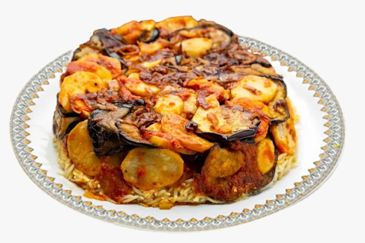 نص دجاج مقلوبة مع الرز