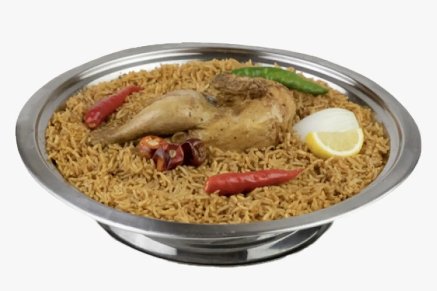 نص دجاج مضغوط حراق مع الرز