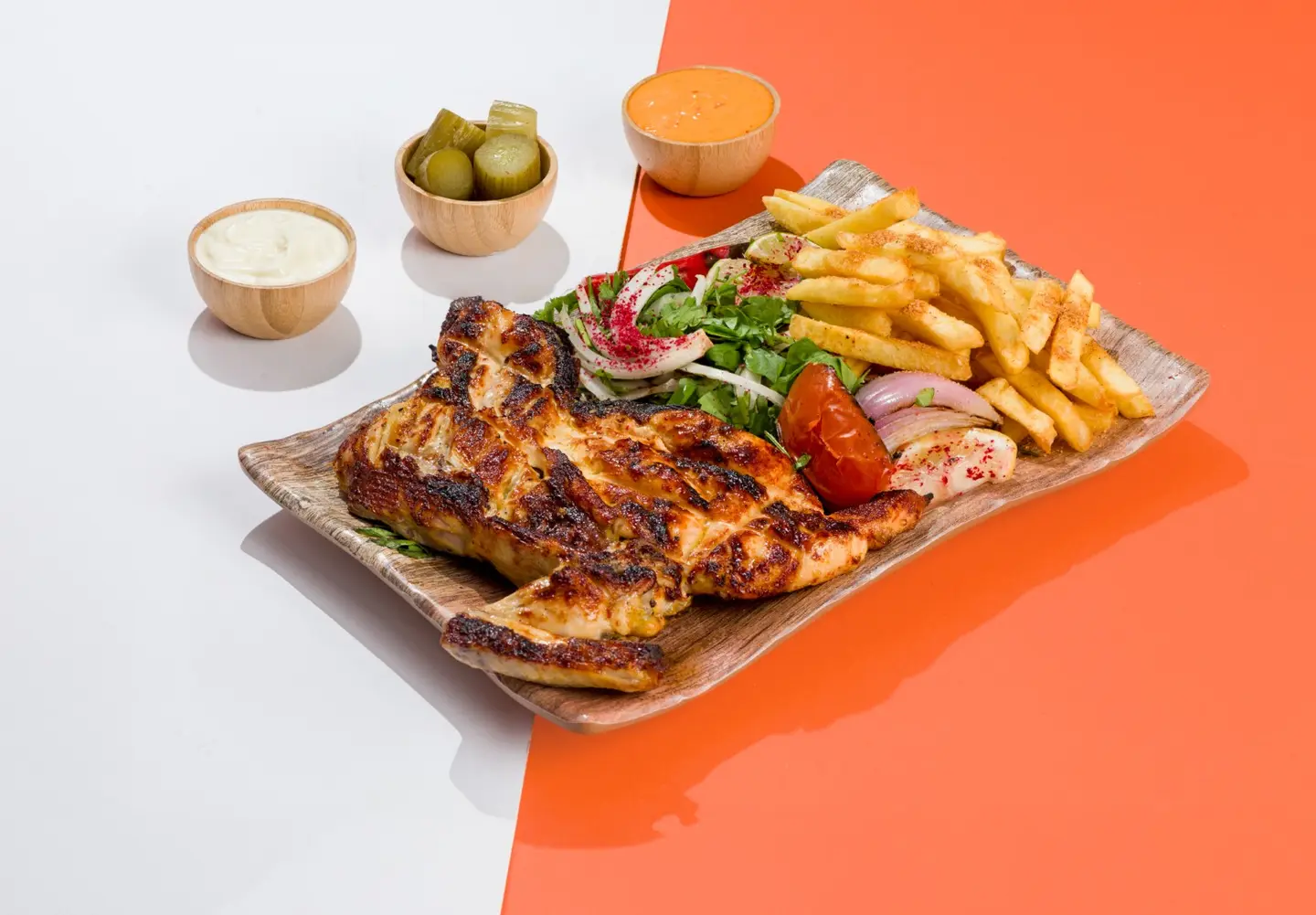 نص حبة دجاج مشوى