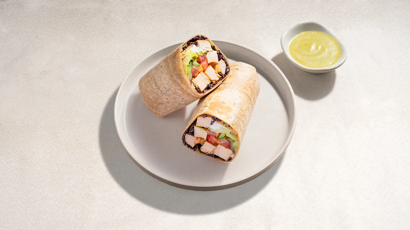 Mediterranean Black Rice Chicken Wrap