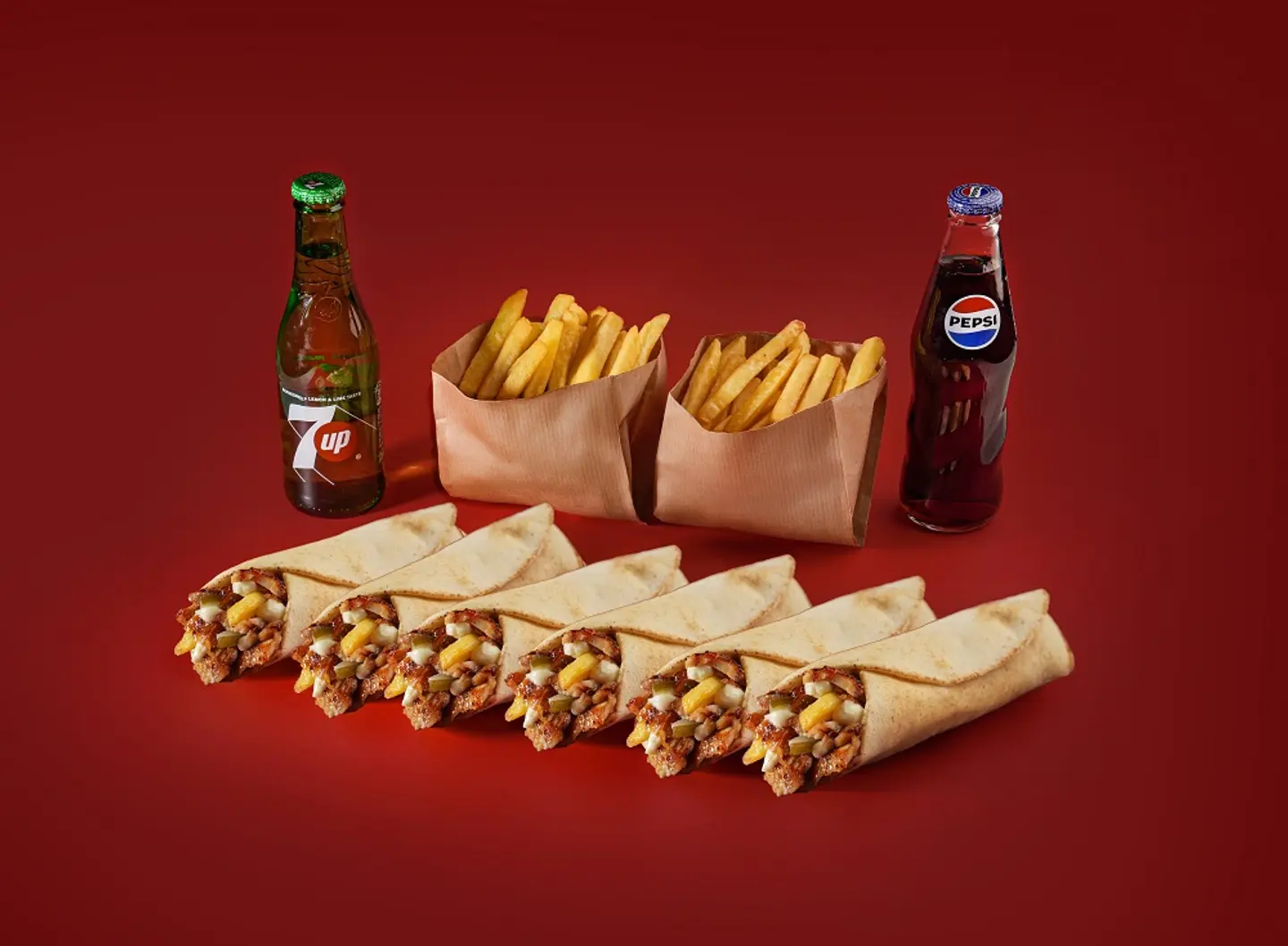 6 Dakhna Sandwich + 2 Fries + 2 Soft Drinks Meals