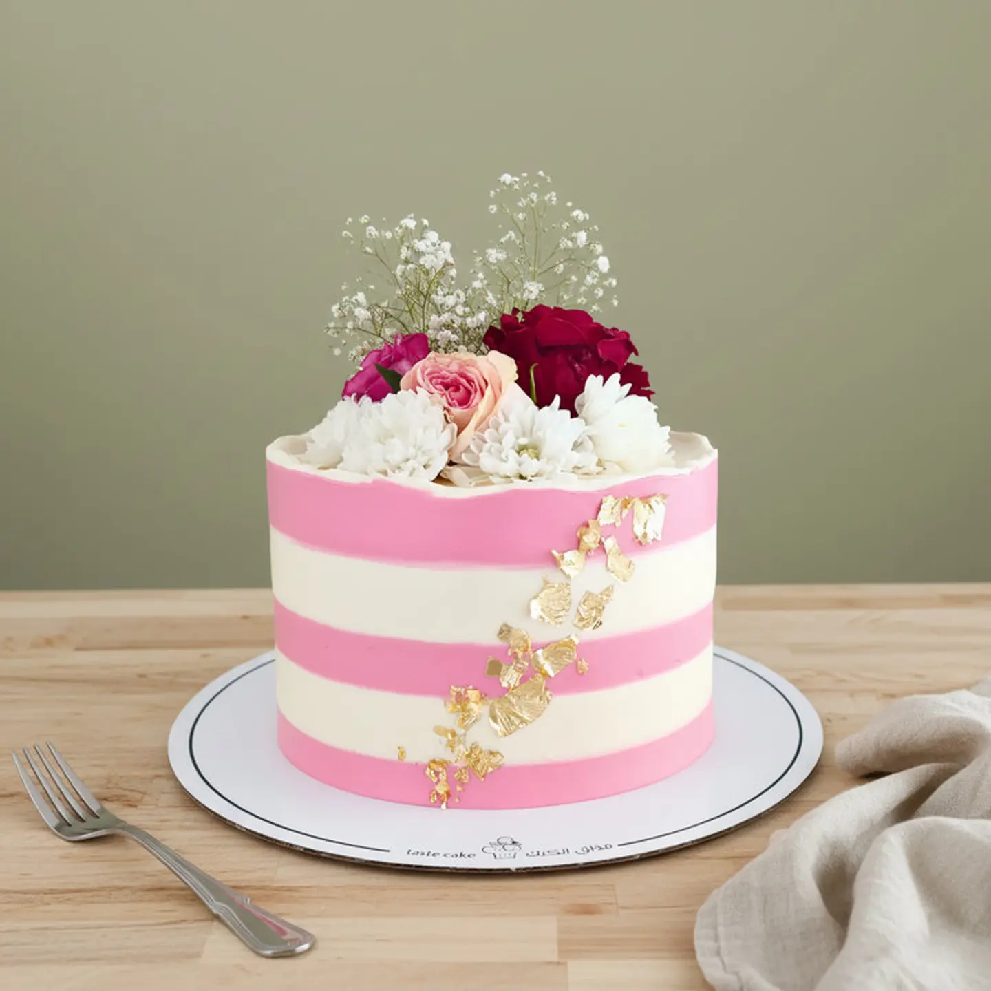 Pink Striped Naked Cake