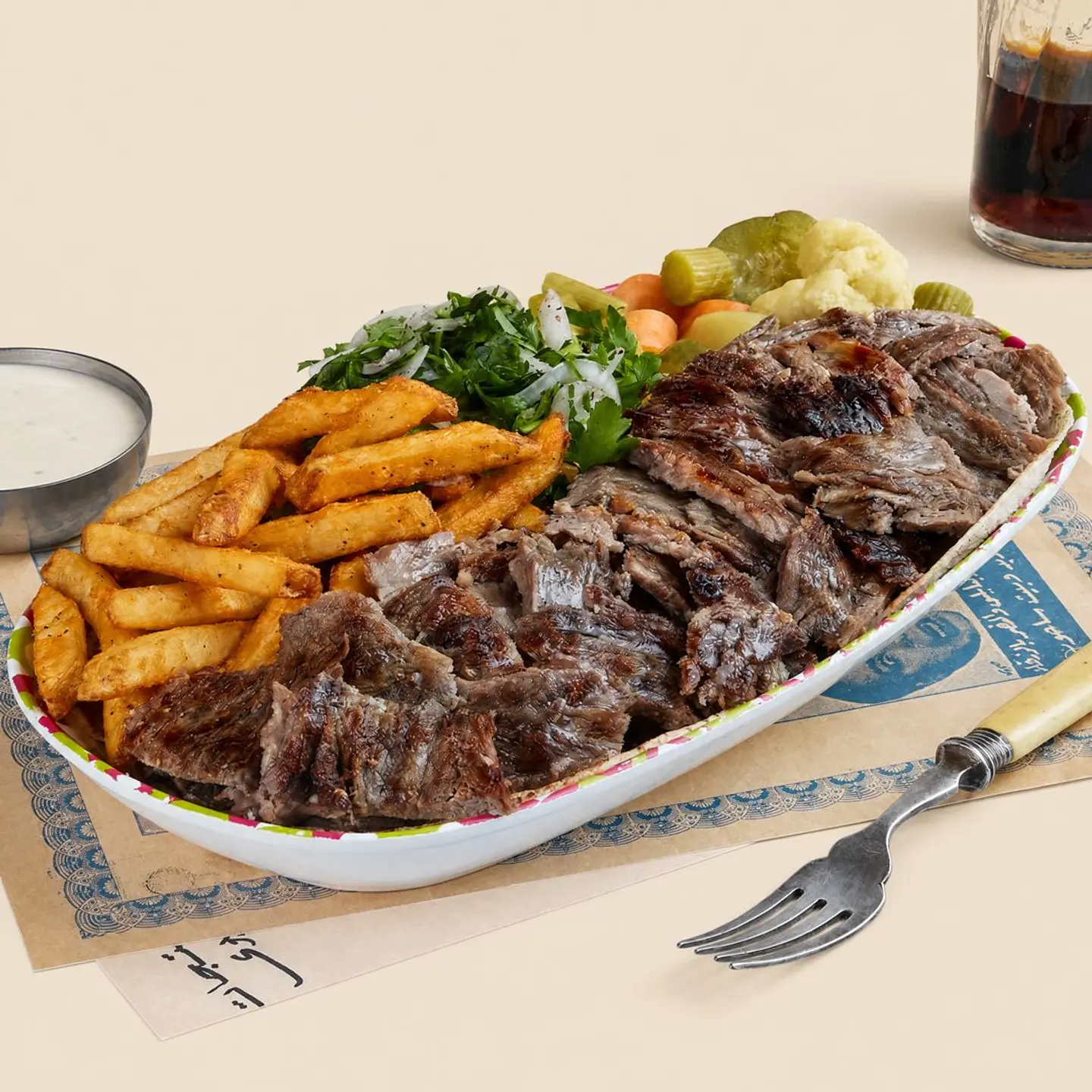 طبق شاورما لحم