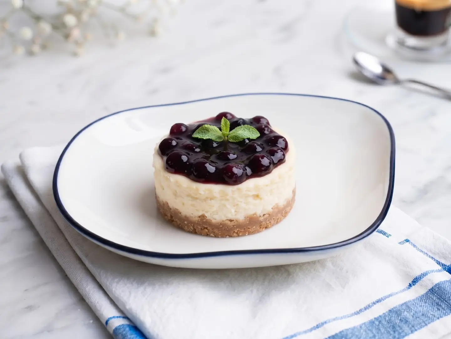 A Slice Of Blueberry Cheesecake