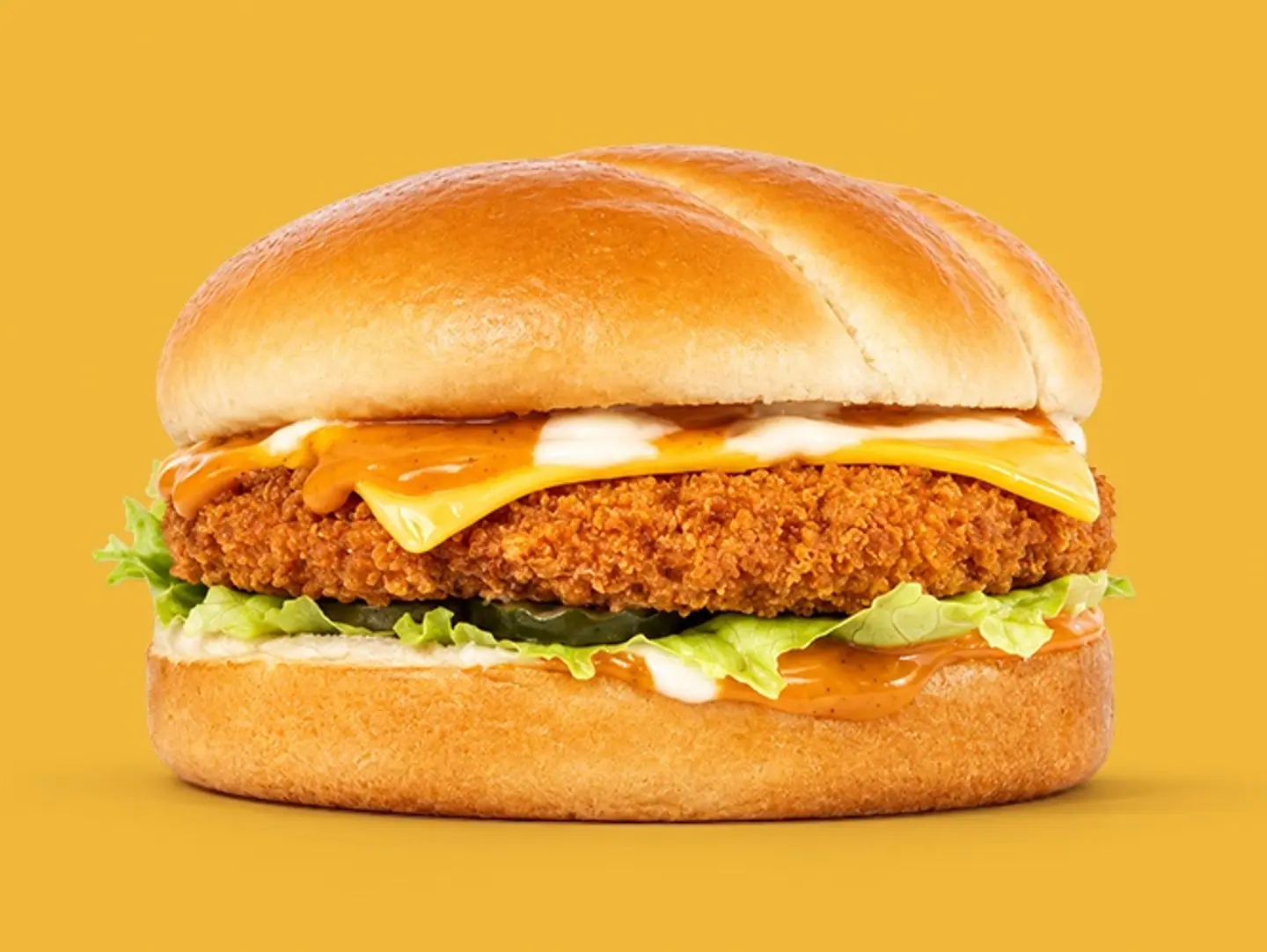 Crispy Chicken Burger With Cheese Sandwich