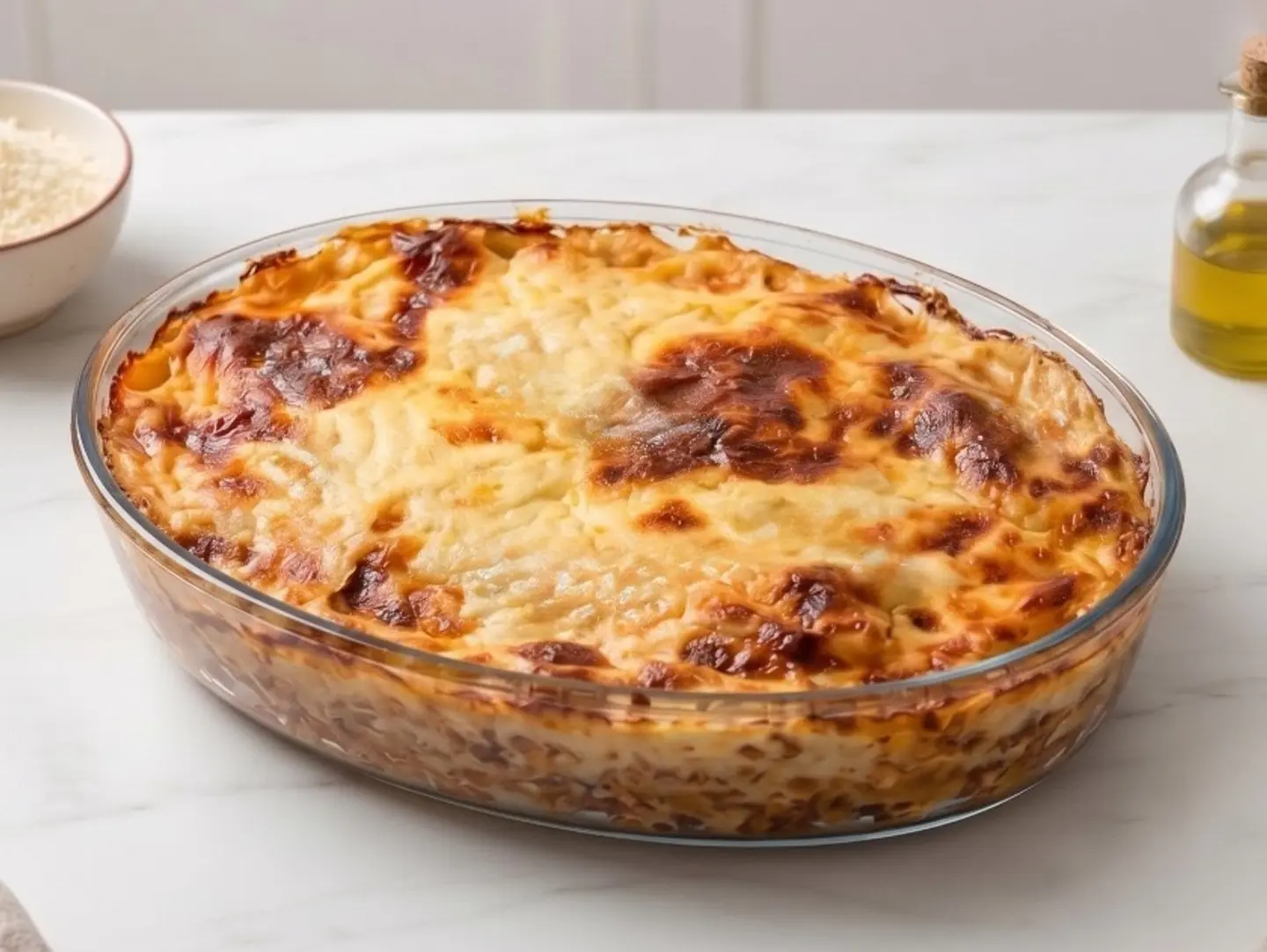 Pasta With Béchamel Sauce And Minced Meat - Large Aluminum Tray.