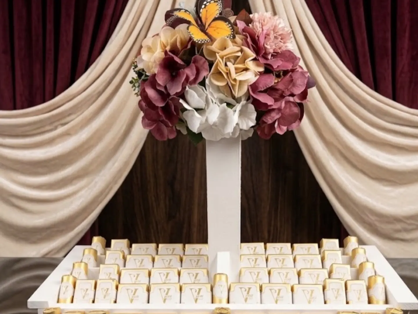 Chocolate Tray With Artificial Roses For Gatherings And Occasions