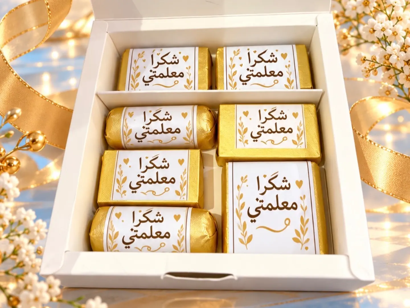 6 Favor Pieces With Assorted Fillings, Featuring The Message "Thank You, My Teacher."