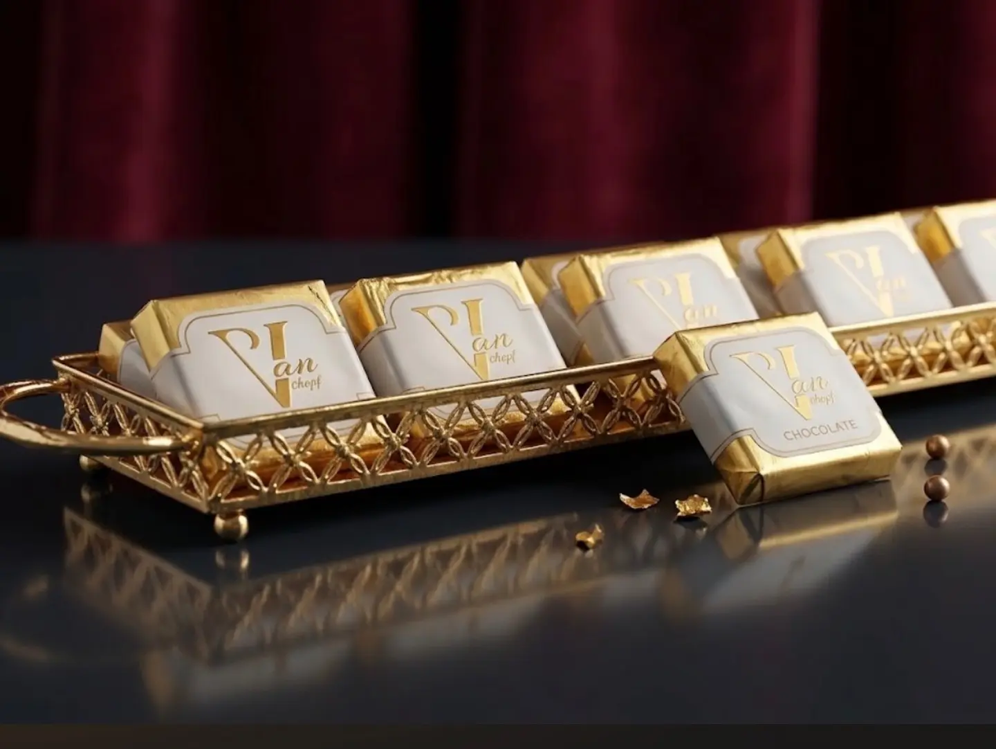 20 Long Gold Wafer Bead Tray