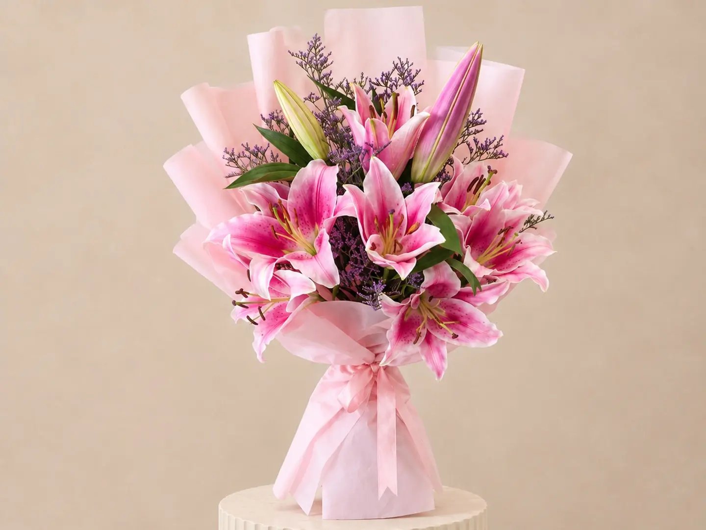 Fragrant Serenade   Pink Lily Bouquet