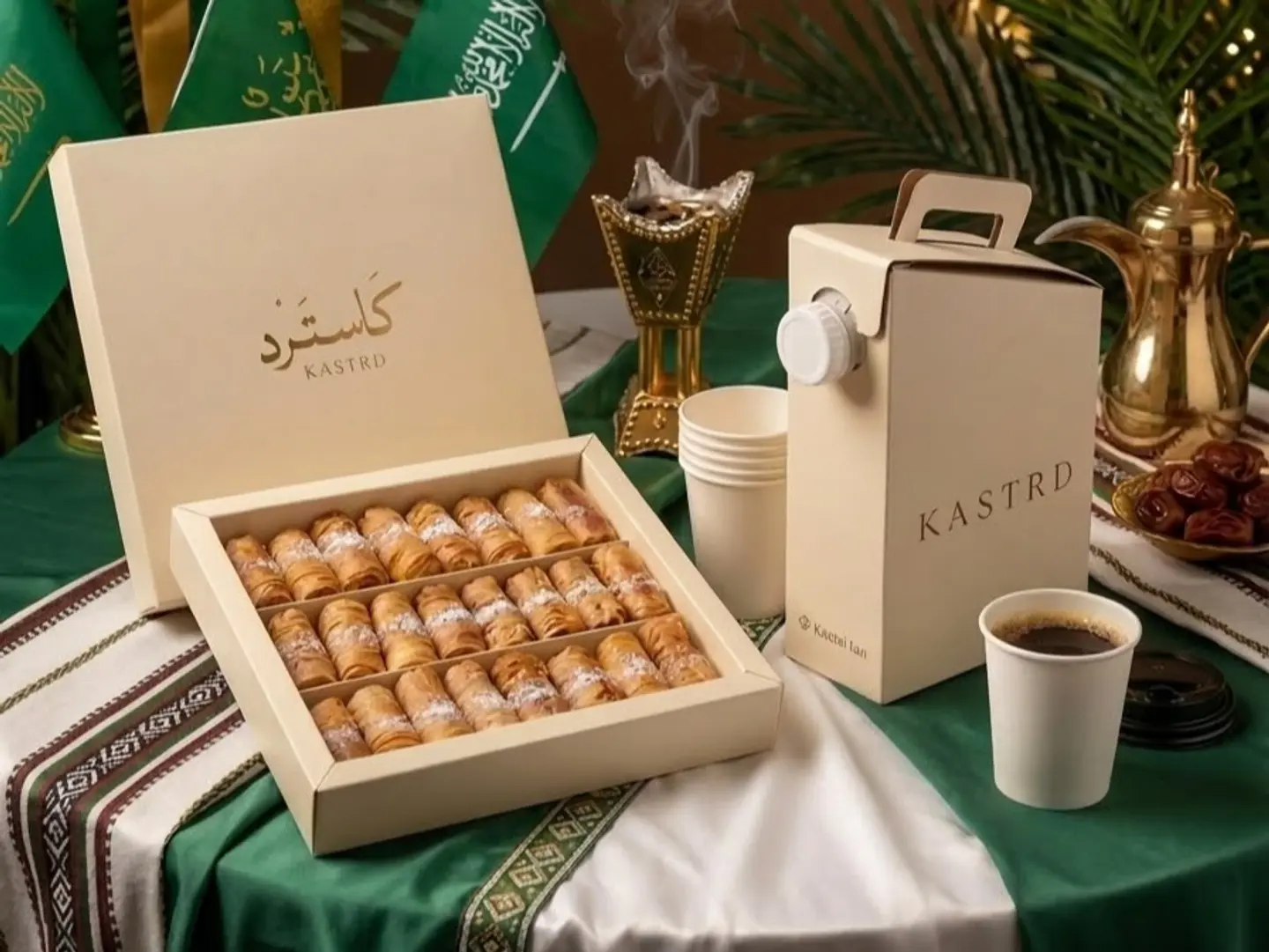 جلاش كاسترد بوكس 24 قطعه مع بوكس قهوة .