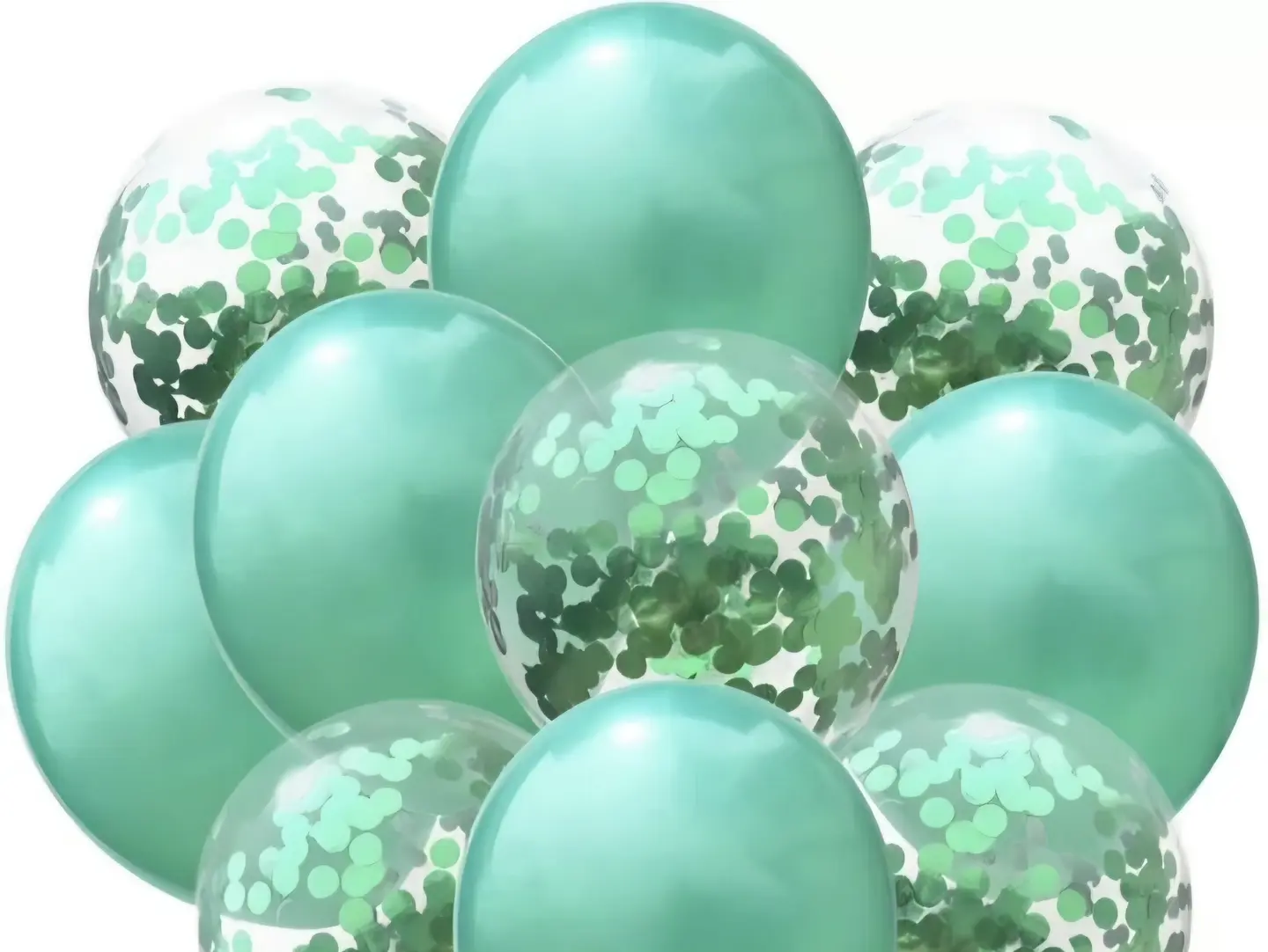 Green Chrome & Confetti Balloon Set