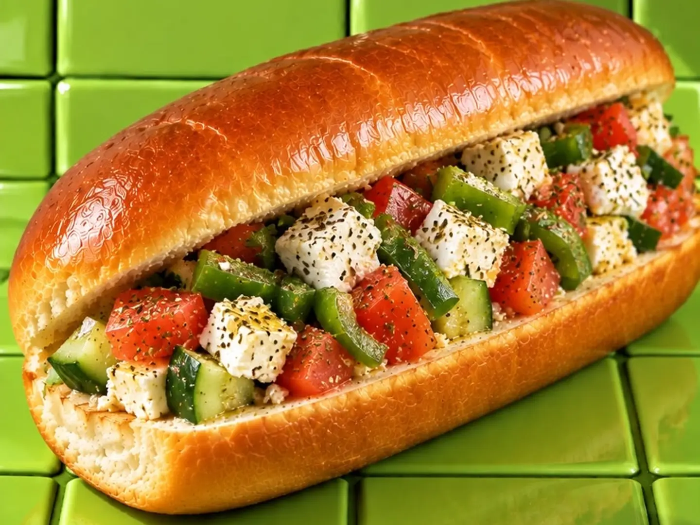 Feta Cheese And Vegetable Sandwich