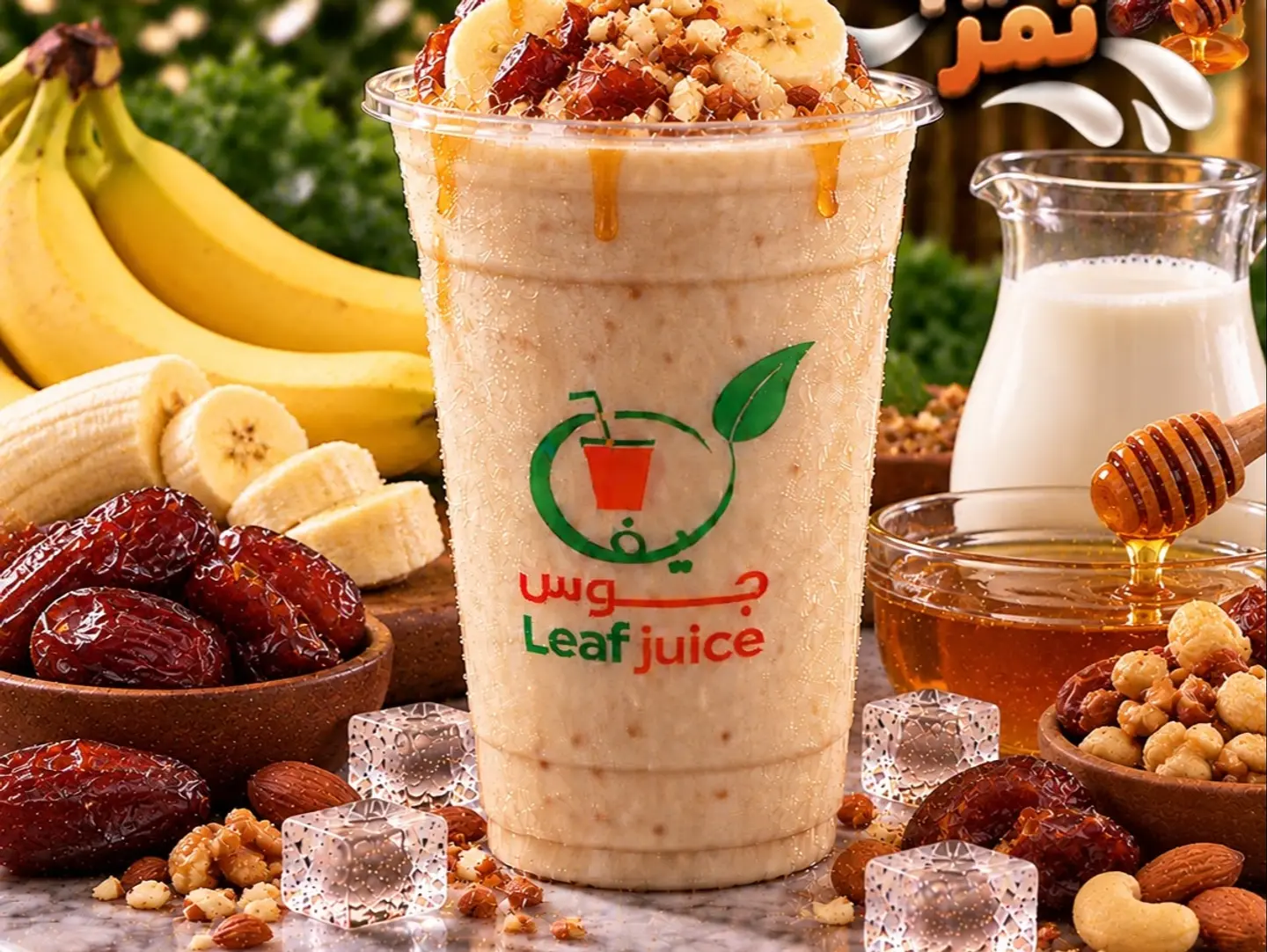 موز بالحليب والتمر - وسط