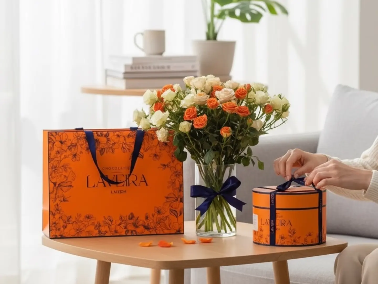 Flower Vase With Lavera Travel Chocolate