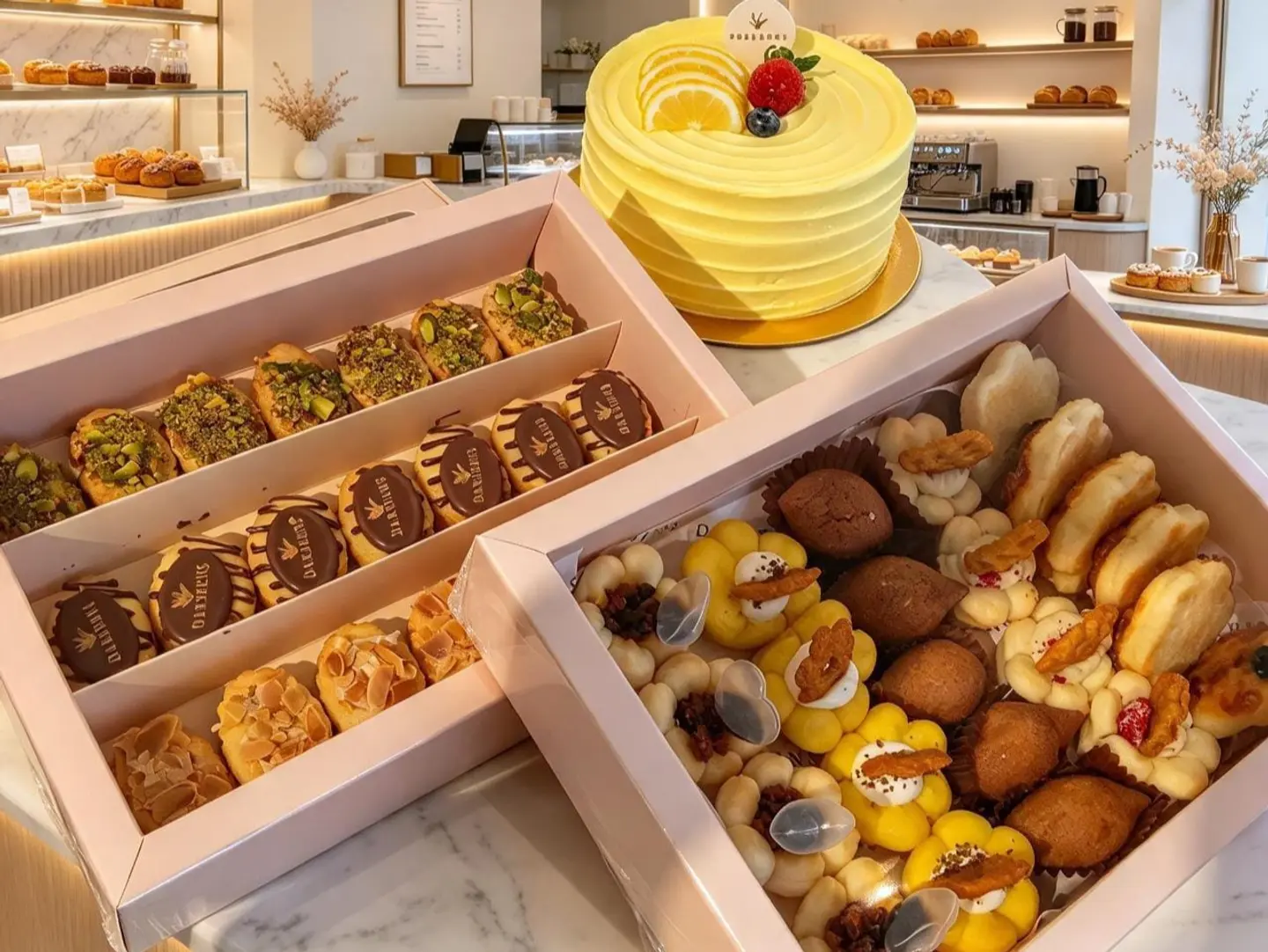199 Sar Offer (Lemon Cake   Petit Four Box   Savory Pastries Box)