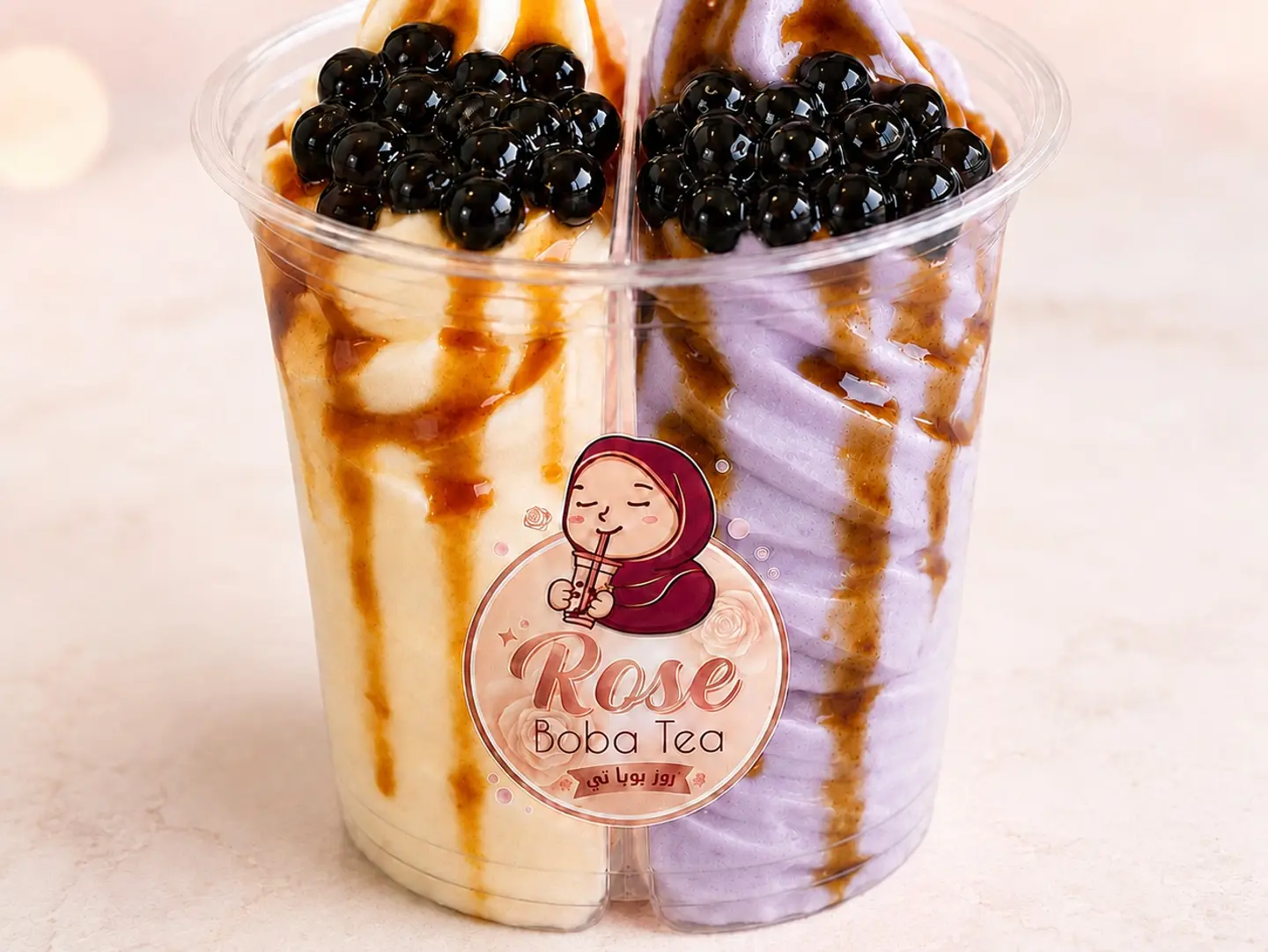 2 In 1 Boba Ice Cream Vanila And Taro