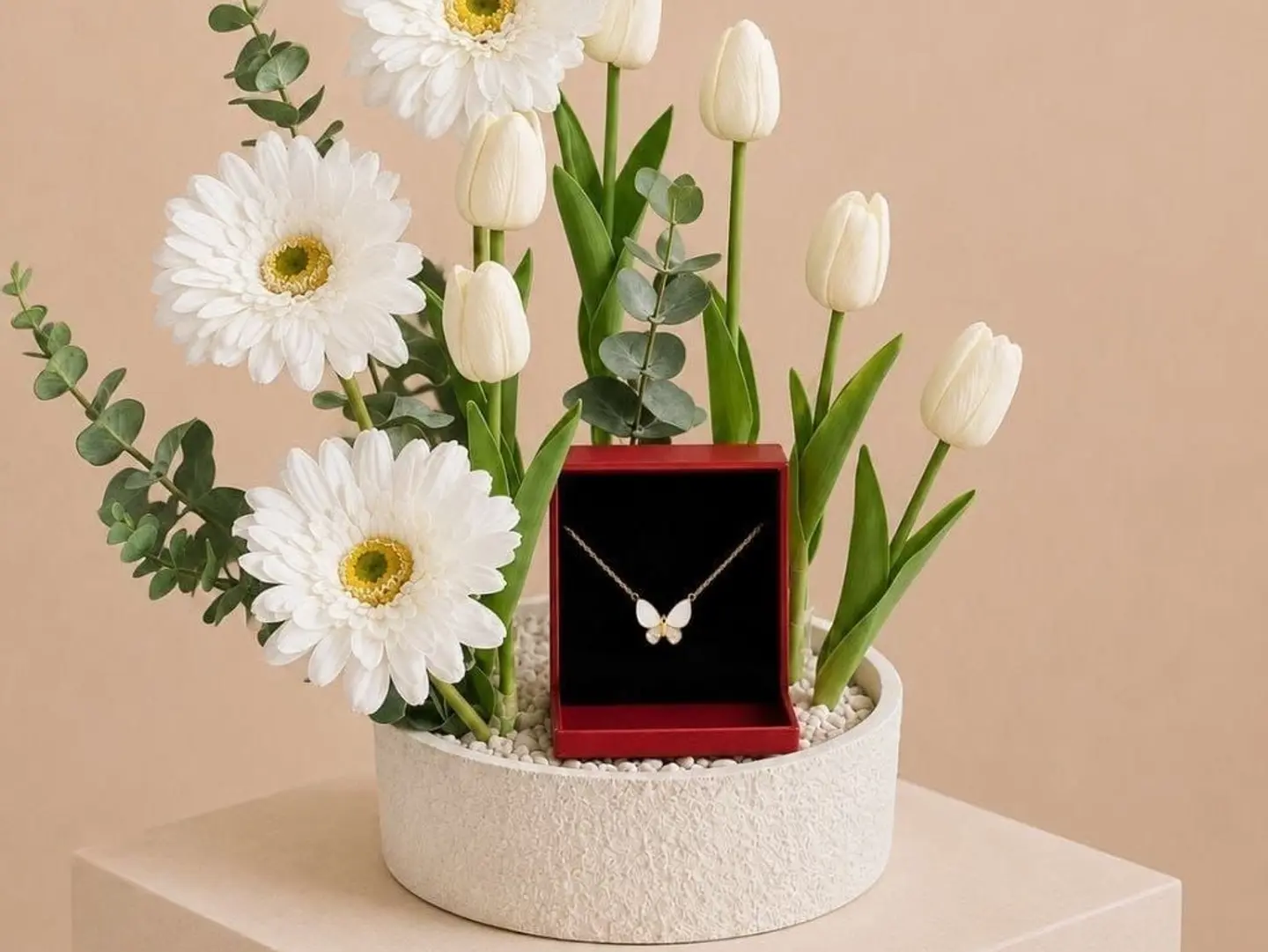 Butterfly White Vase