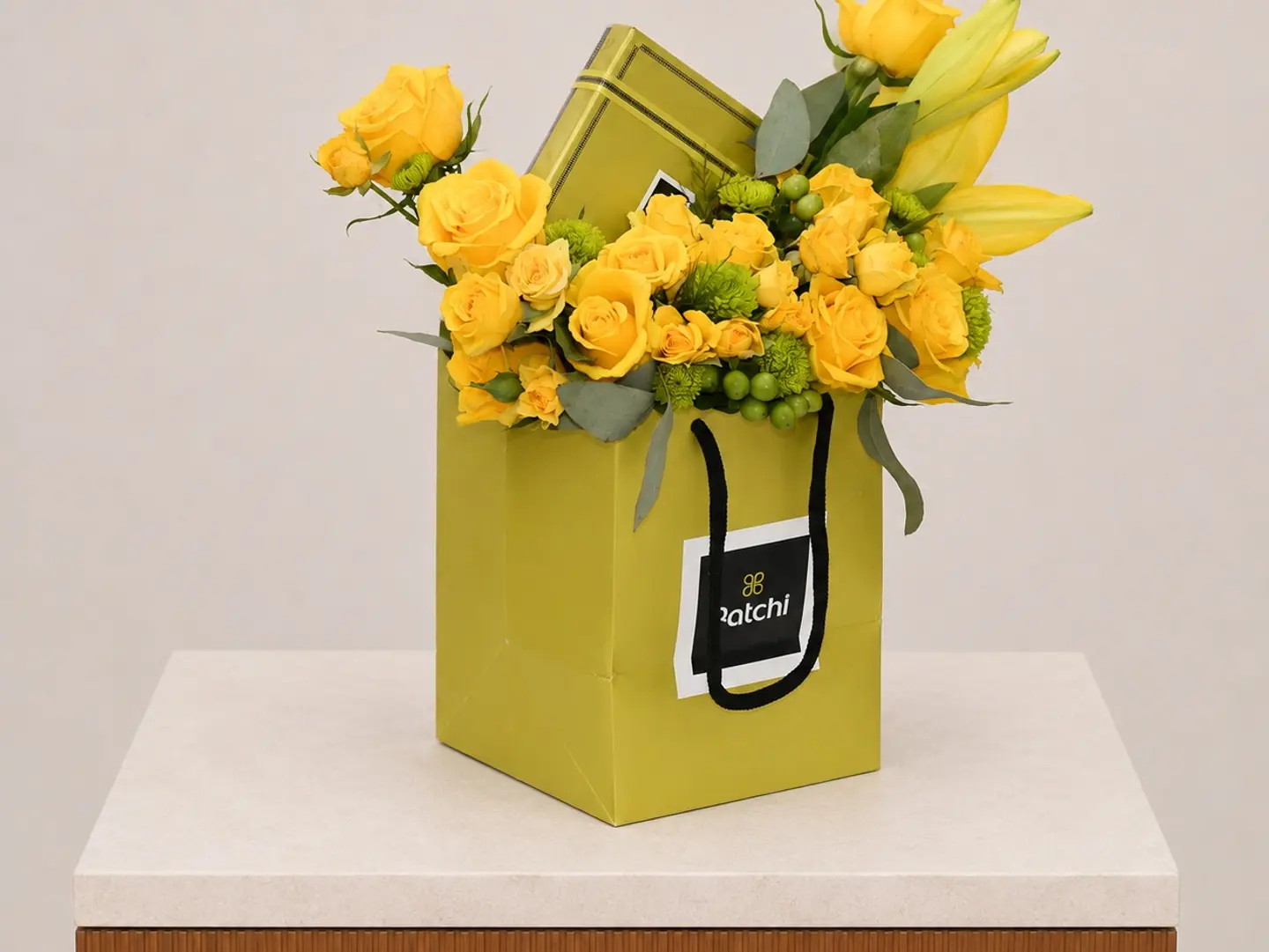 Baby Rose Flowers With Patchi Chocolate