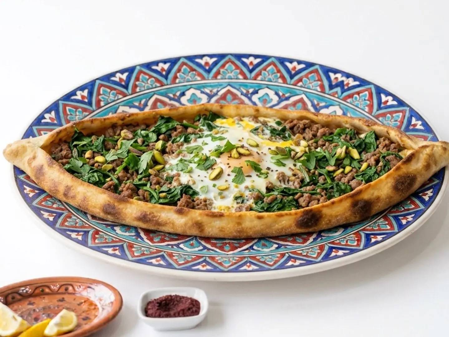 Pide Spinach With Meat And Eggs
