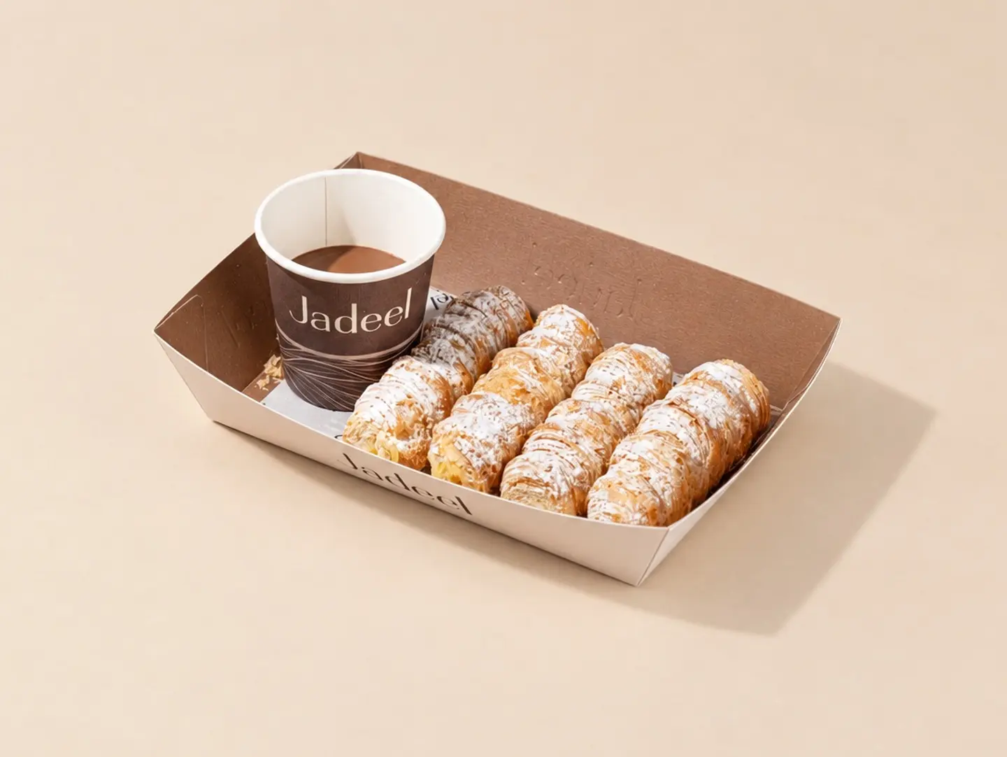 Vanilla Pastry Roll - Chocolate Sauce