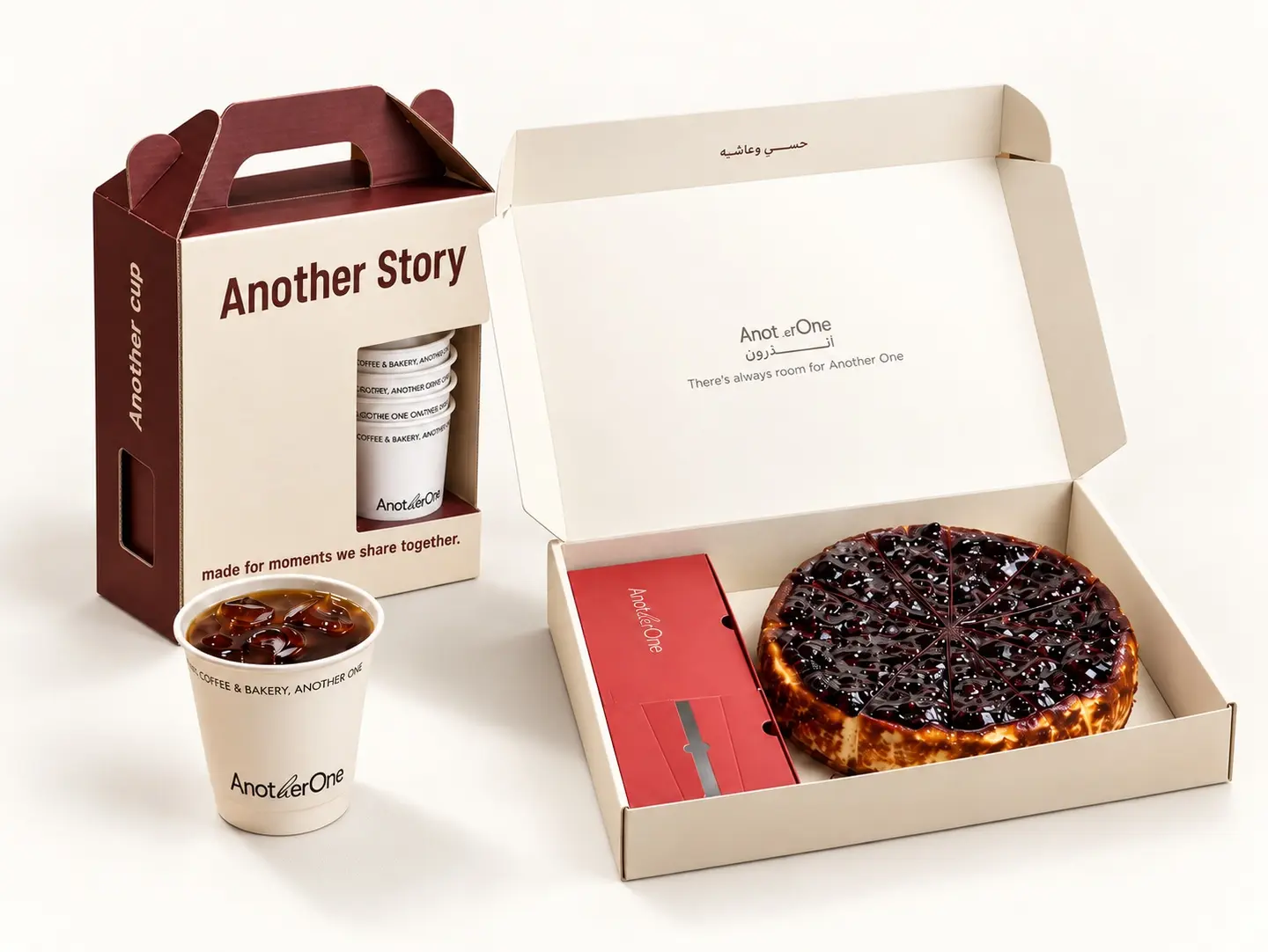 1 L Iced Coffee Of The Day Box And Blueberry Cheesecake Box