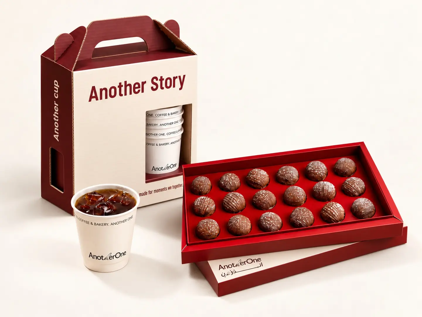 1 L Iced Coffee Of The Day Box And Mini Chocolate Danish Box