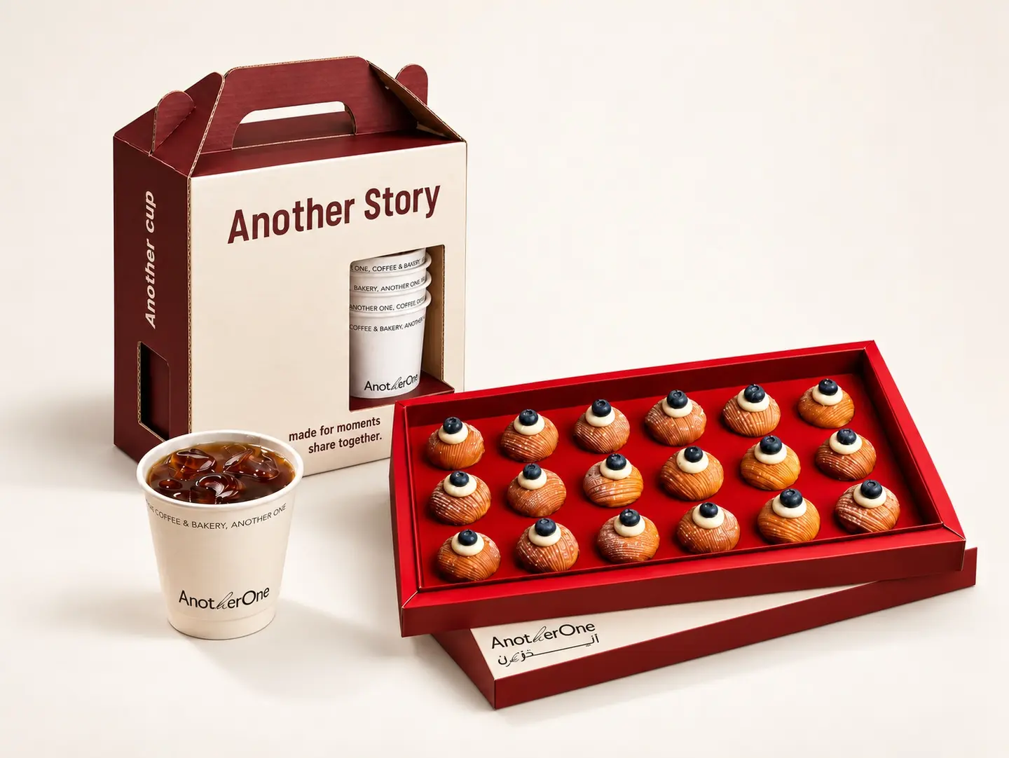 1 L Iced Coffee Of The Day Box And Mini Blueberry Danish Box