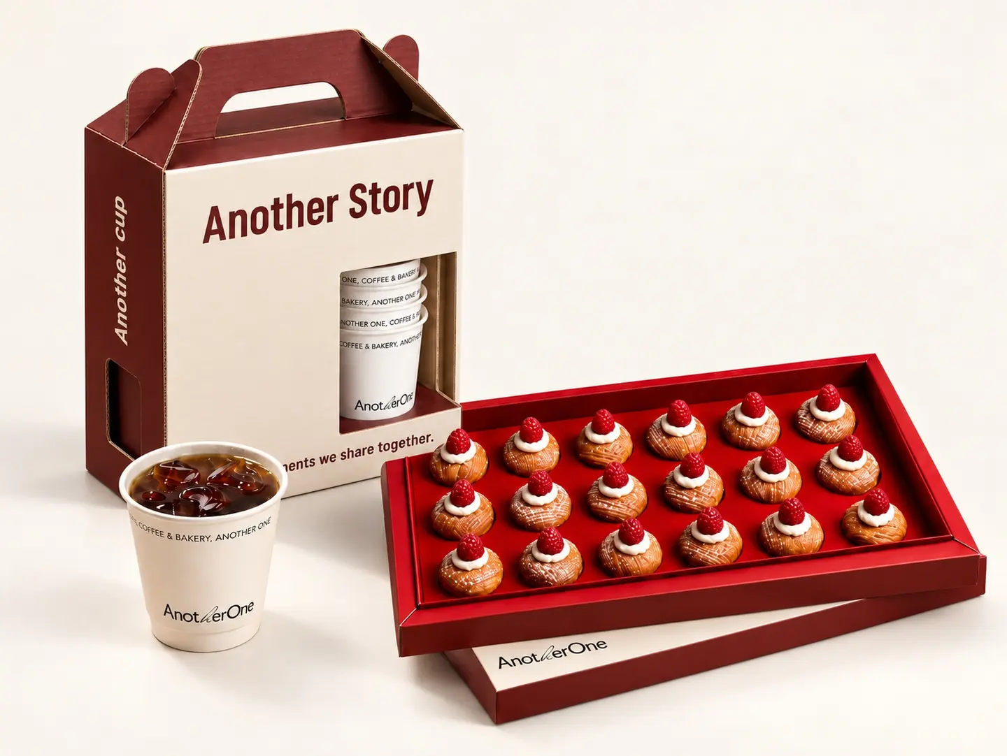 1 L Iced Coffee Of The Day Box And Mini Raspberry Danish Box