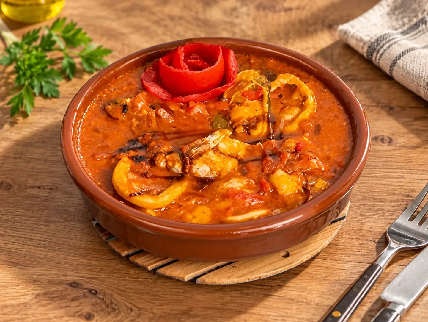 طاجن كاليماري صوص احمر