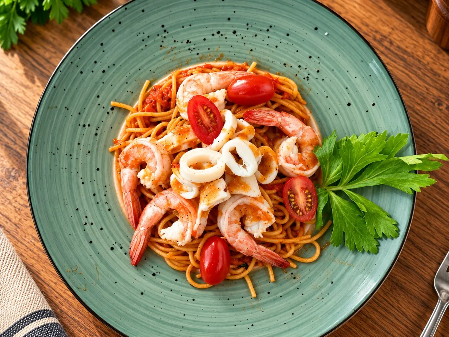 Seafood Spaghetti With Red Sauce