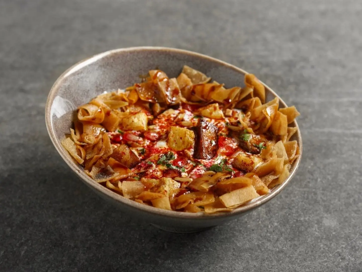 Potato And Eggplant Fatteh