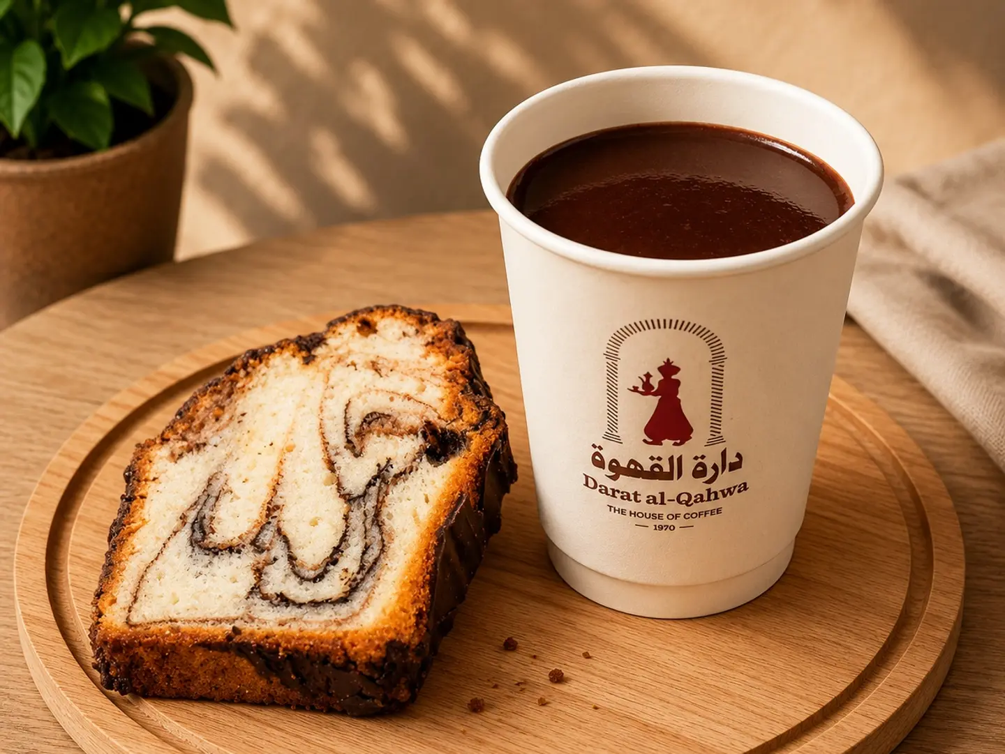 قهوة تركية مع انجلش كيك شوكولاته