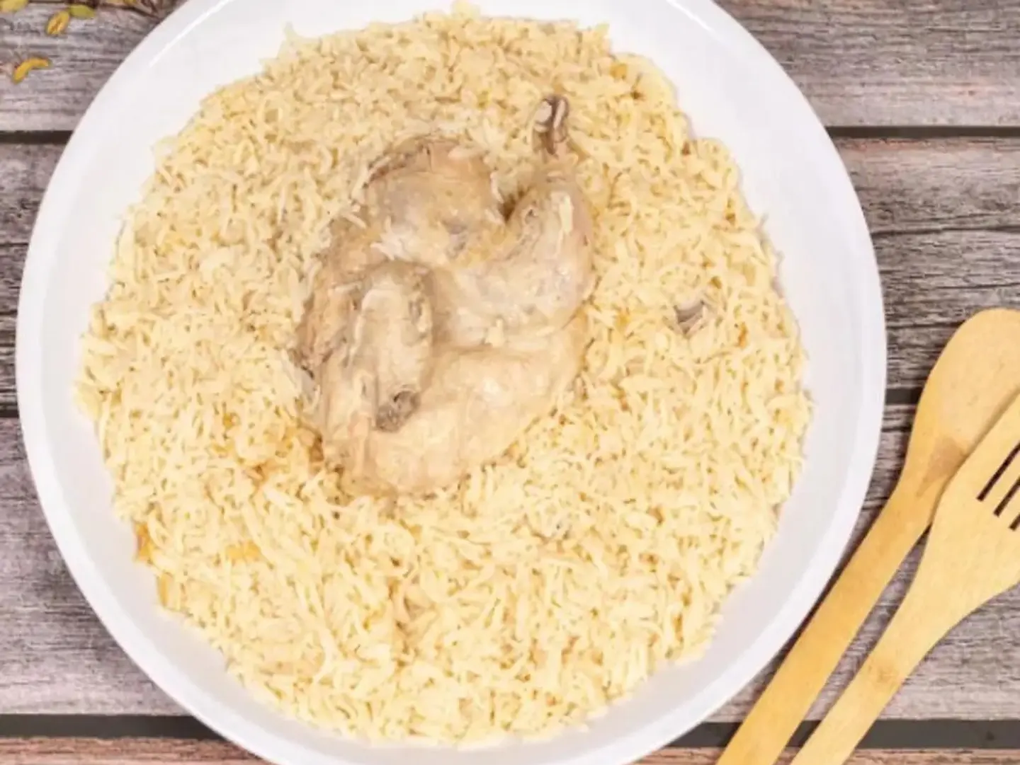 Half A Pressure Cooked Chicken With American White Rice