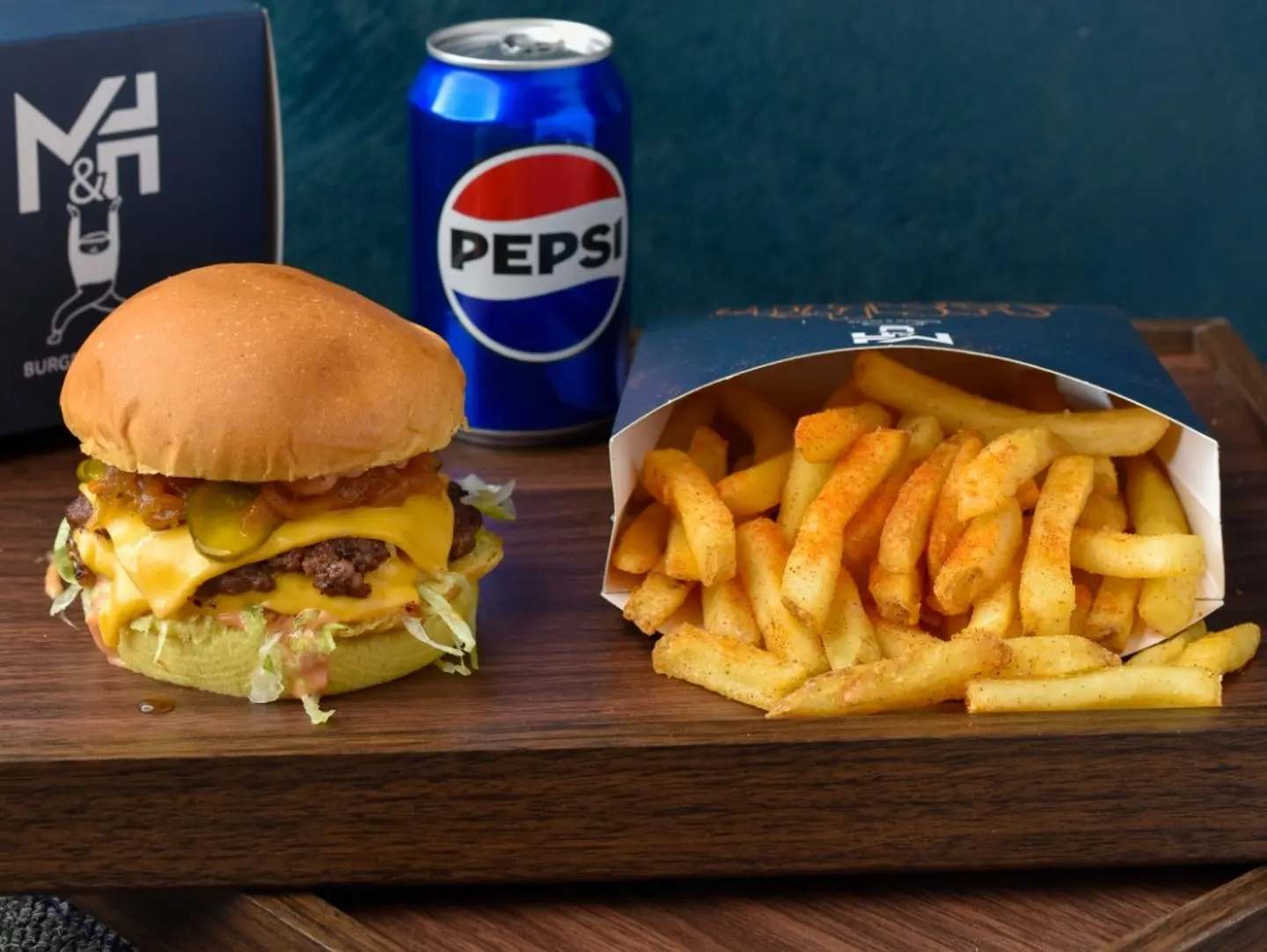 M&H Beef Burger Meal With Fries And Drink