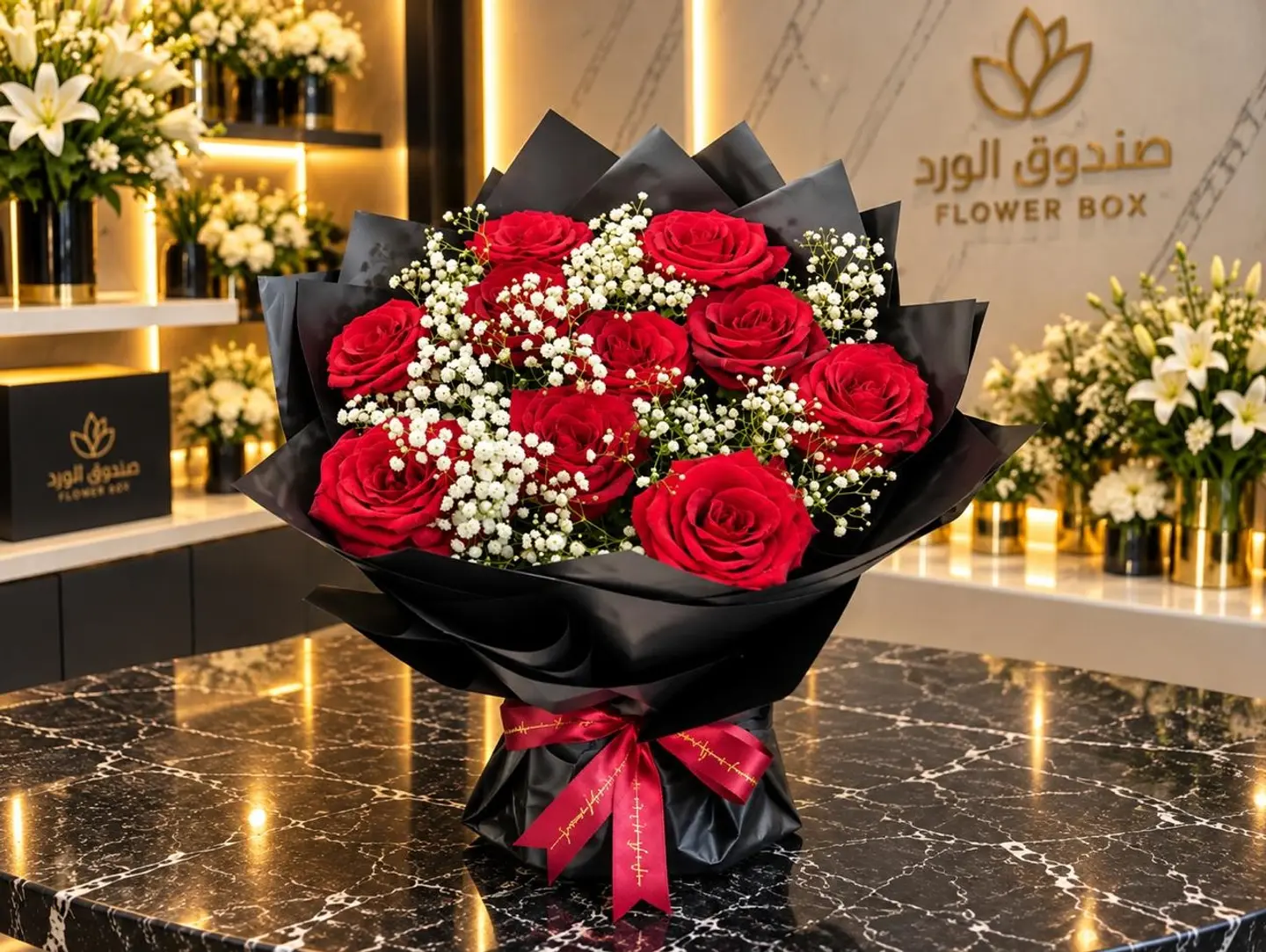 باقة الجوري بقاعدة