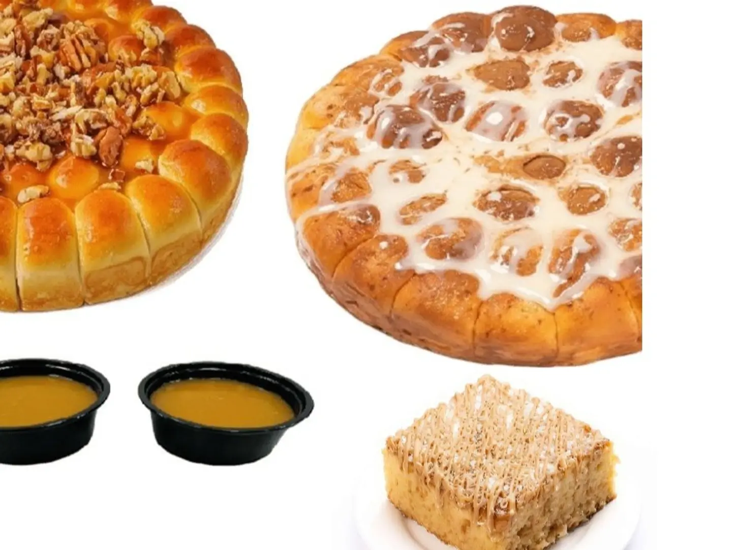 Cinnamon Roll, Caramel Crumble, Cake, And Caramel Sauce