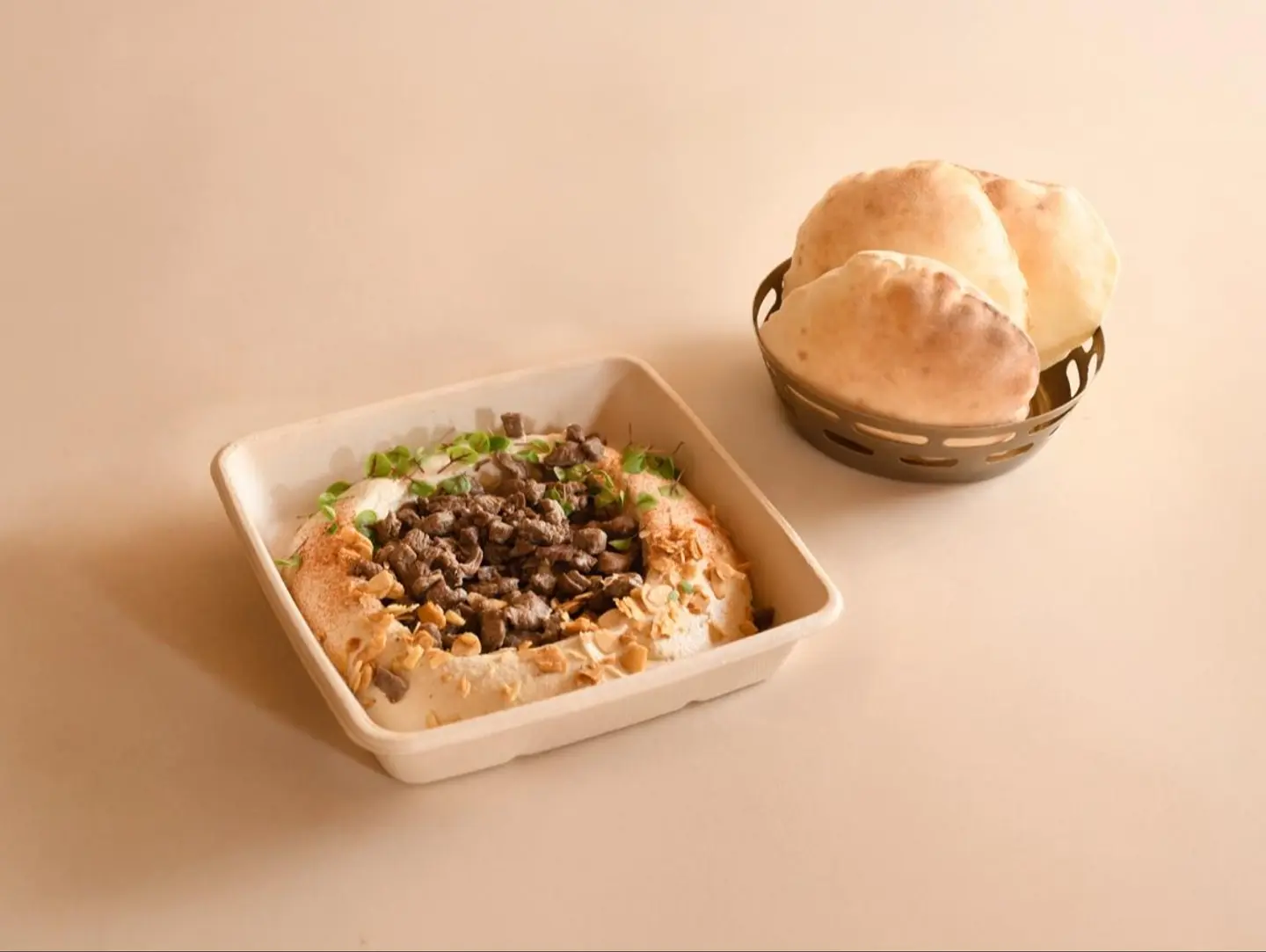 Meat Hummus   Catering Size