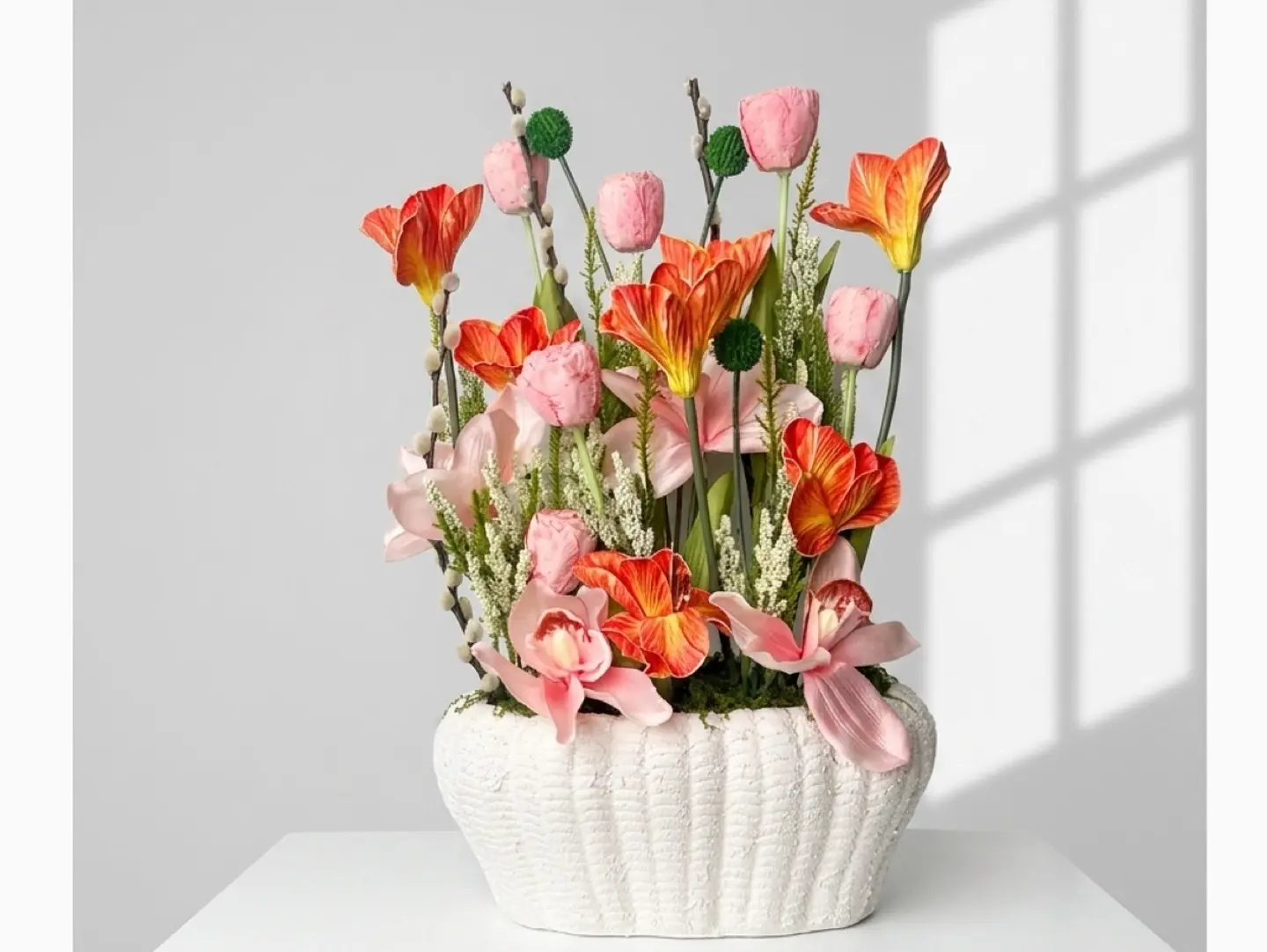 Orange Vase (Artificial Rose)