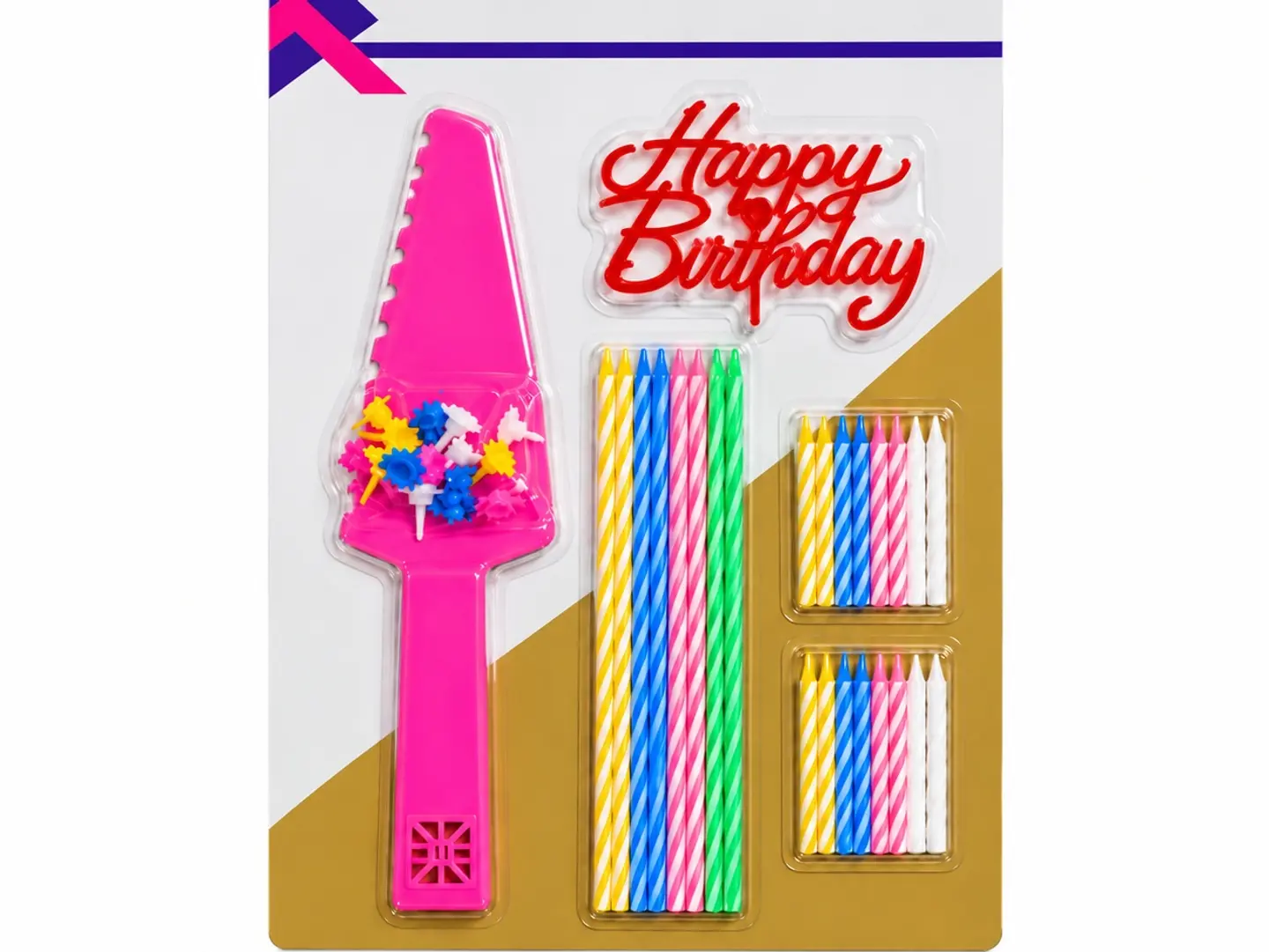 Dark Pink Cake Cutter With Colorful Candles