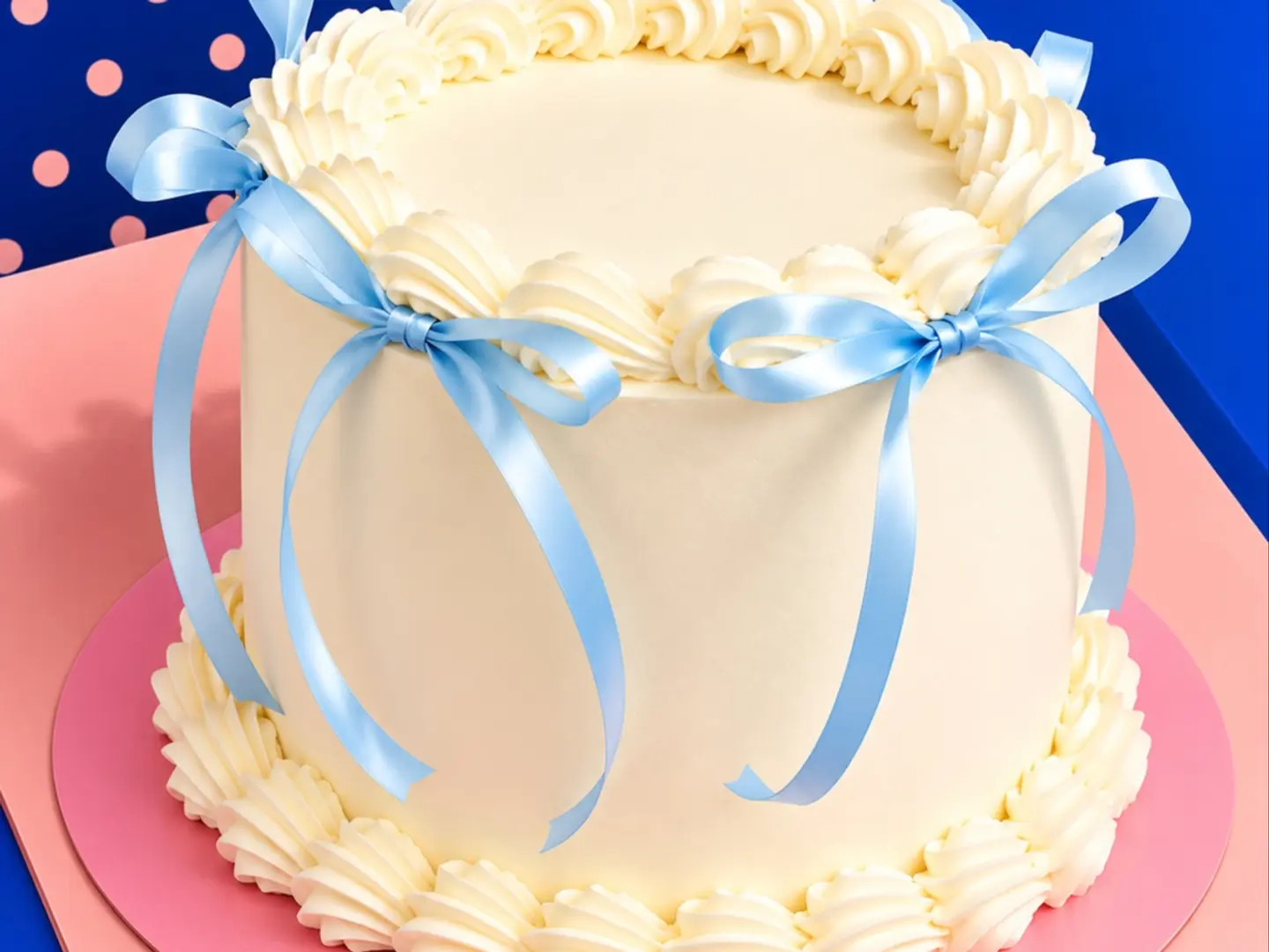 Light Blue Ribbon Cake