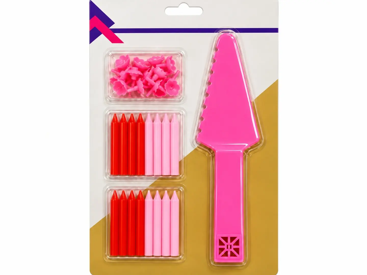 Light Pink Cake Cutter With Colorful Candles