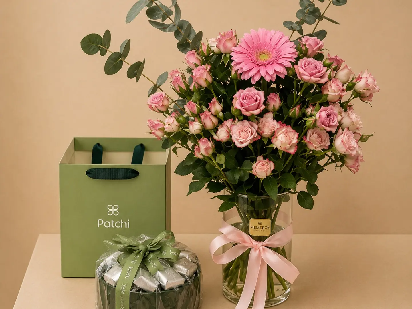 Baci Chocolate And Rose Vase