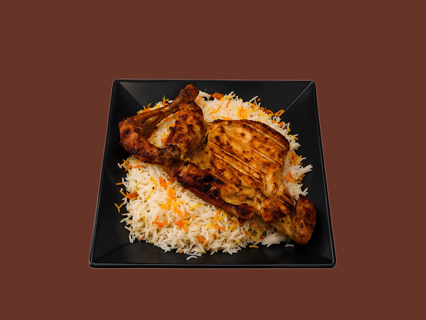 Half Charcoal With Rice White Biryani
