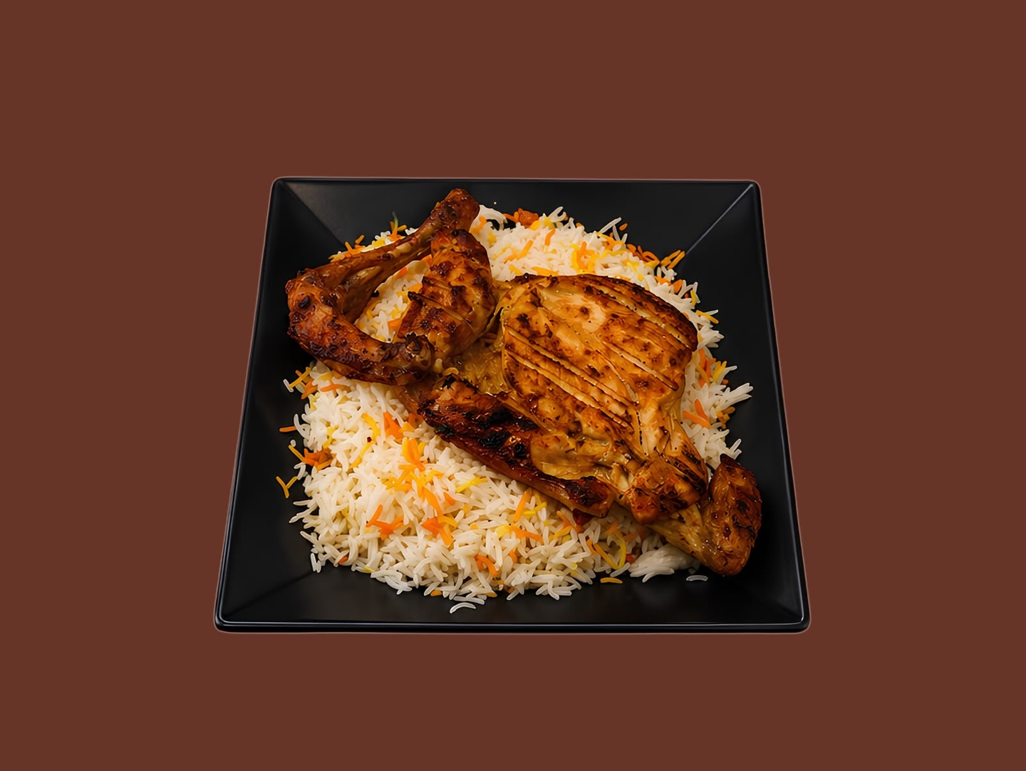 Half Charcoal With Rice White Biryani