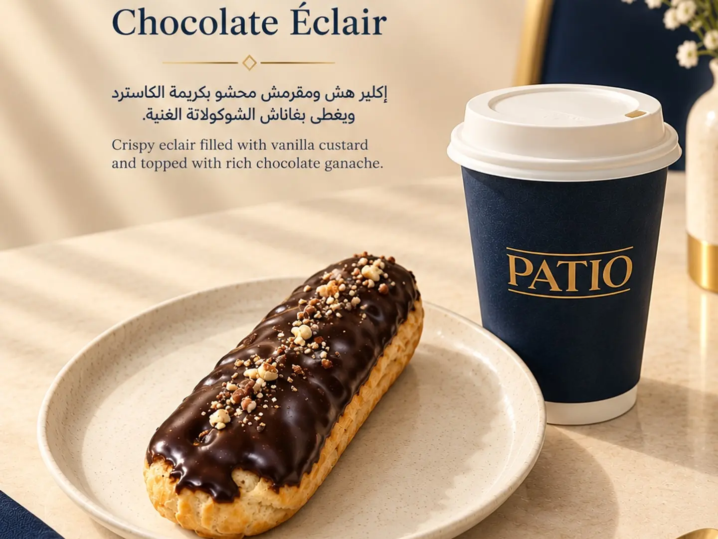 اكلير الشكولاتة مع قهوة اليوم